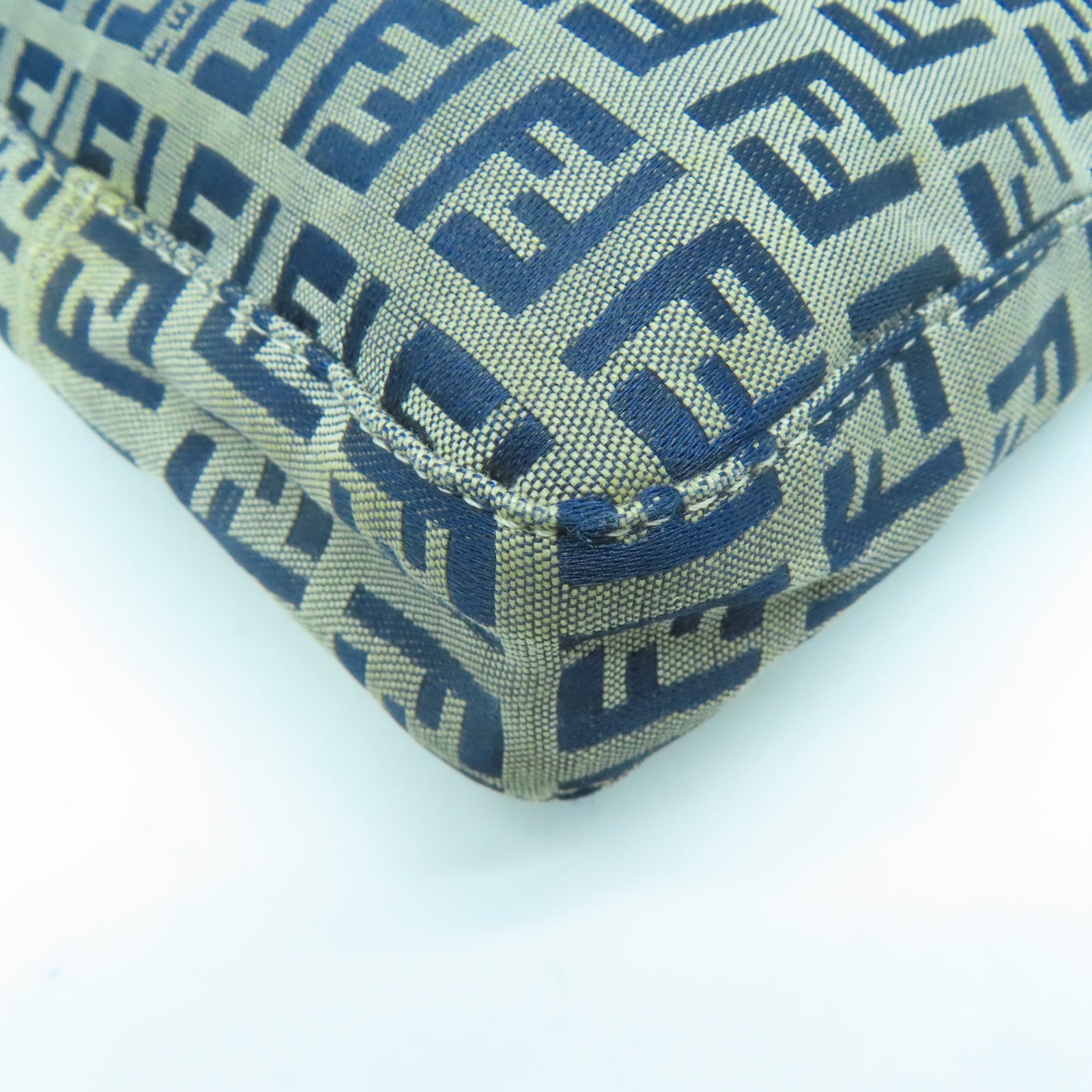 FENDI 帆布Vintage Hand Bag銀扣手挽袋藍色