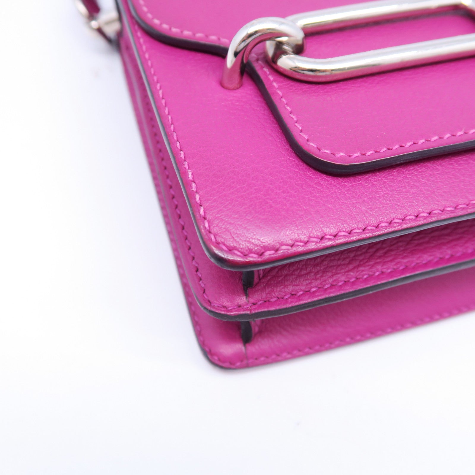 HERMES Evercolor皮革Mini Roulis銀扣肩背袋紫色
