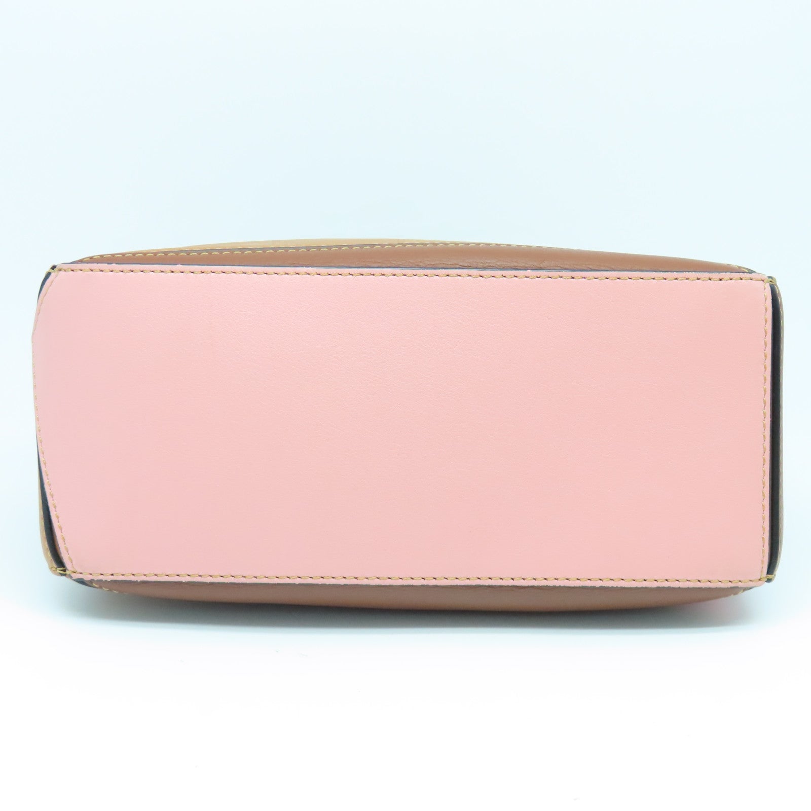 LOEWE 牛皮皮革Puzzle Small金扣手挽肩背兩用袋啡色粉紅色