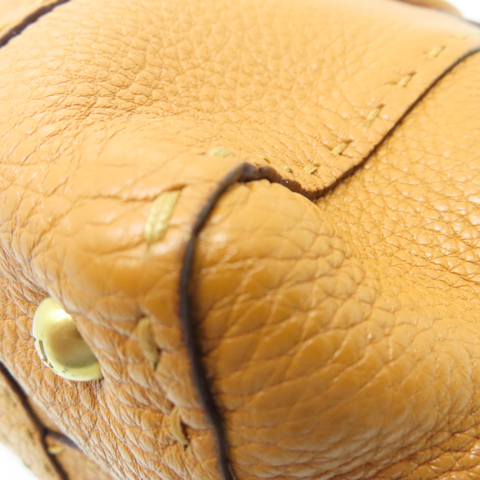 FENDI 【激減優惠】牛皮皮革Selleria Linda金扣肩背袋橙色