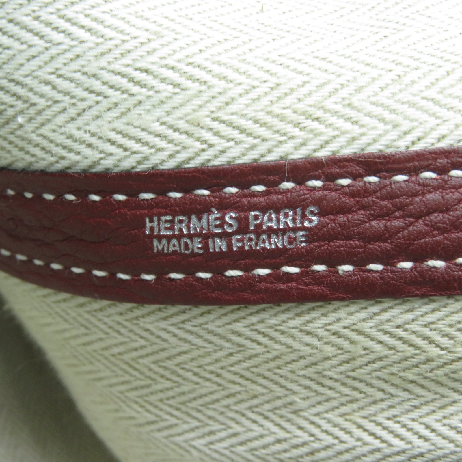 HERMES Togo皮革Garden Party GM銀扣手挽袋深紅色