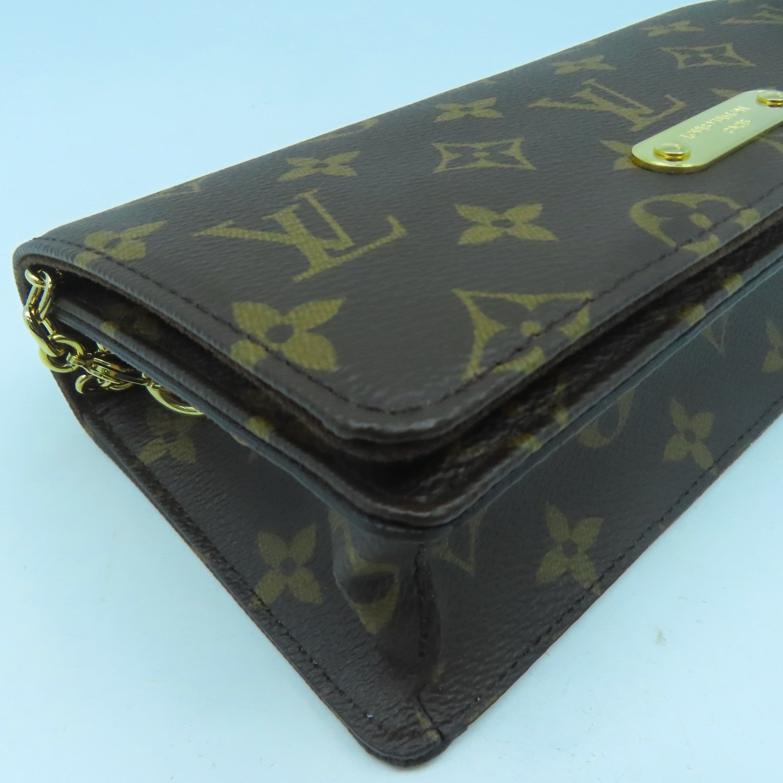 LOUIS VUITTON Monogram Wallet On Chain Lily金扣鏈帶肩背袋啡色