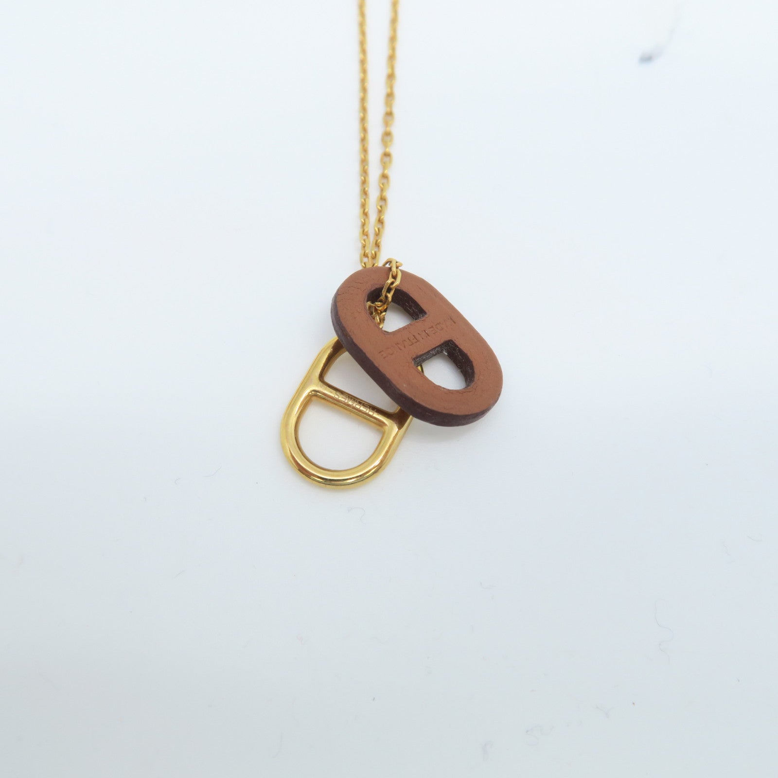 HERMES Veau Swift皮革/金属O'maillon Pendant坠饰金色/棕色