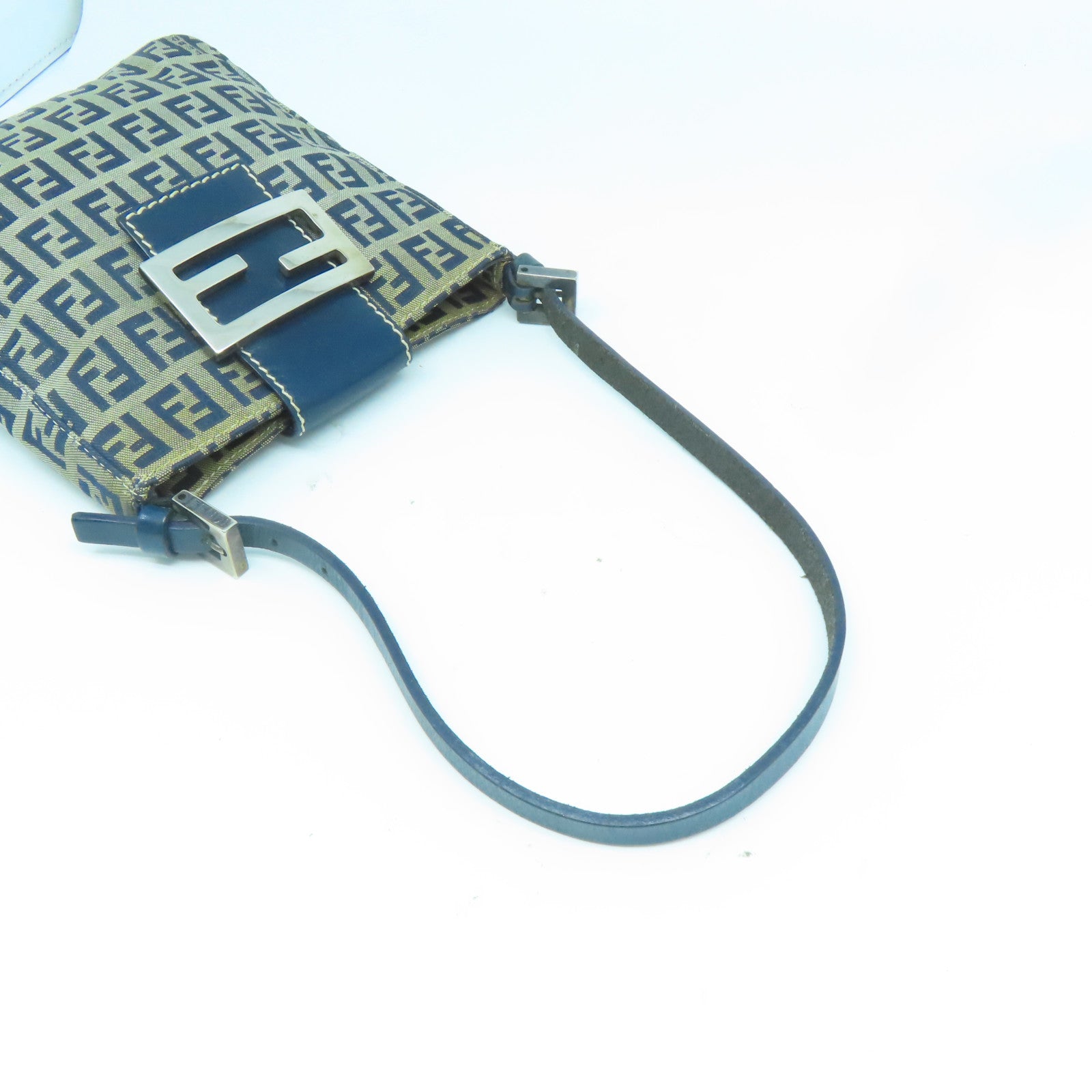 FENDI 帆布Vintage Hand Bag銀扣手挽袋藍色