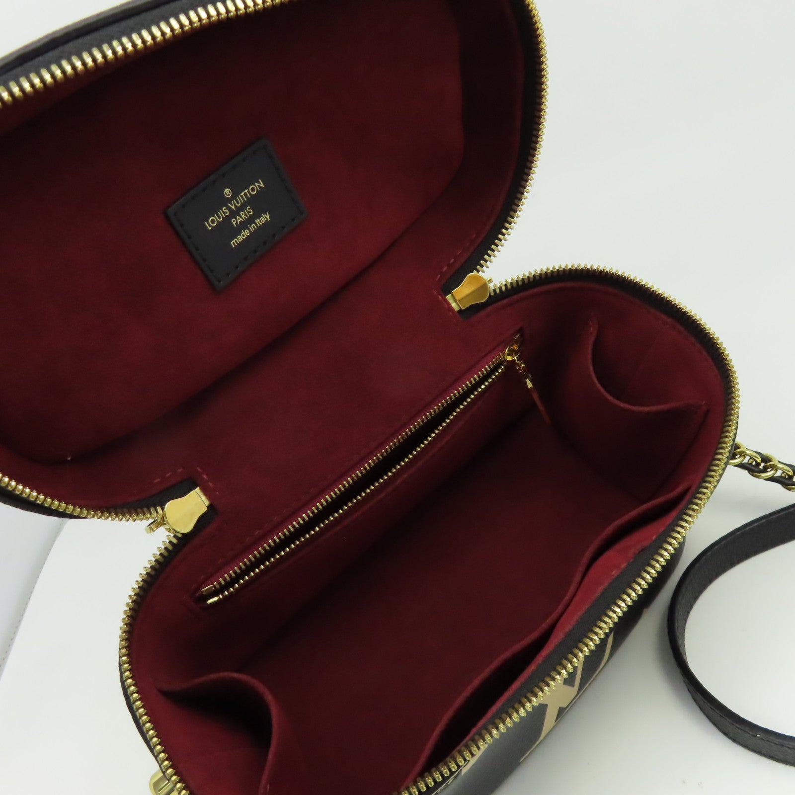 LOUIS VUITTON Monogram Empreinte Vanity PM金扣手挽肩背兩用袋黑色/米色