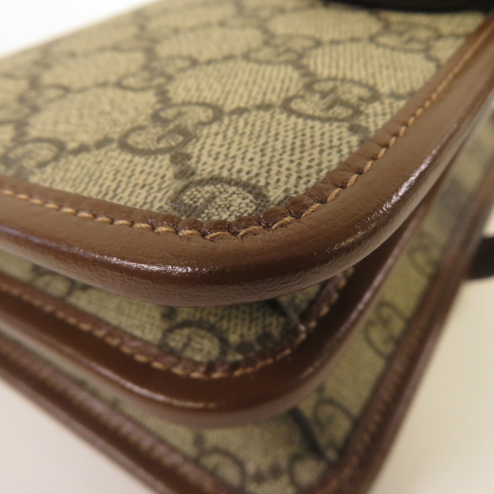 GUCCI 塗層帆布Shoulder Bag金扣肩背袋啡色
