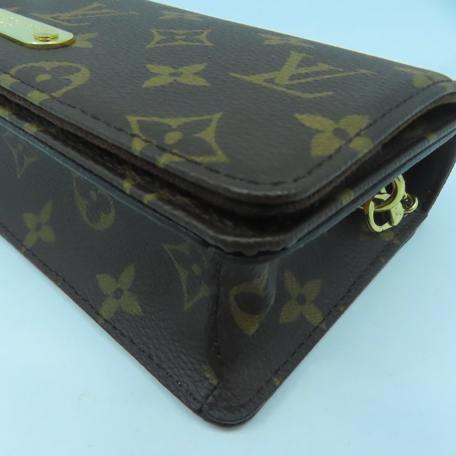 LOUIS VUITTON Monogram Wallet On Chain Lily金扣鏈帶肩背袋啡色