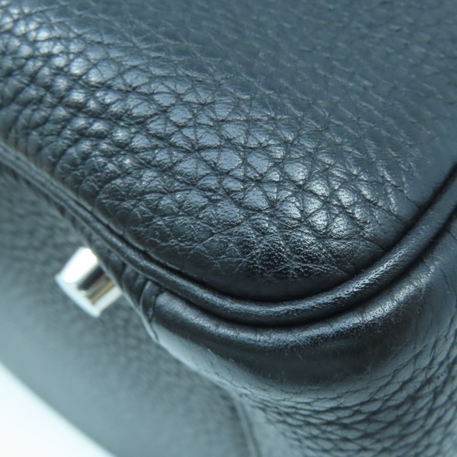 HERMES Clemence皮革Lindy 30銀扣手挽肩背兩用袋黑色