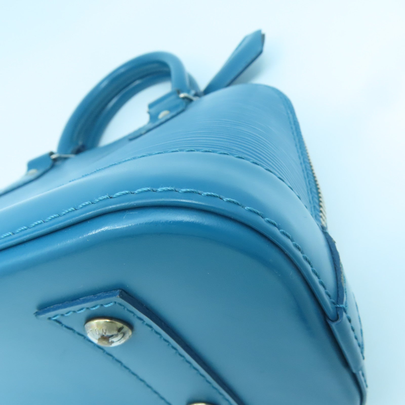 LOUIS VUITTON Epi Alma BB Silver Buckle Handle Shoulder Backpack Blue