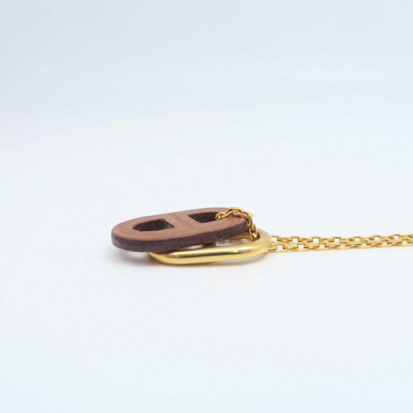 HERMES Veau Swift皮革/金属O'maillon Pendant坠饰金色/棕色