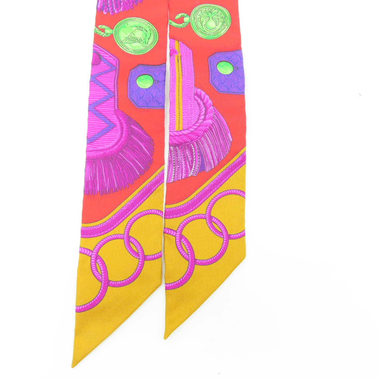 HERMES 【激減優惠】絲質Twilly絲巾紅色/桃紅色