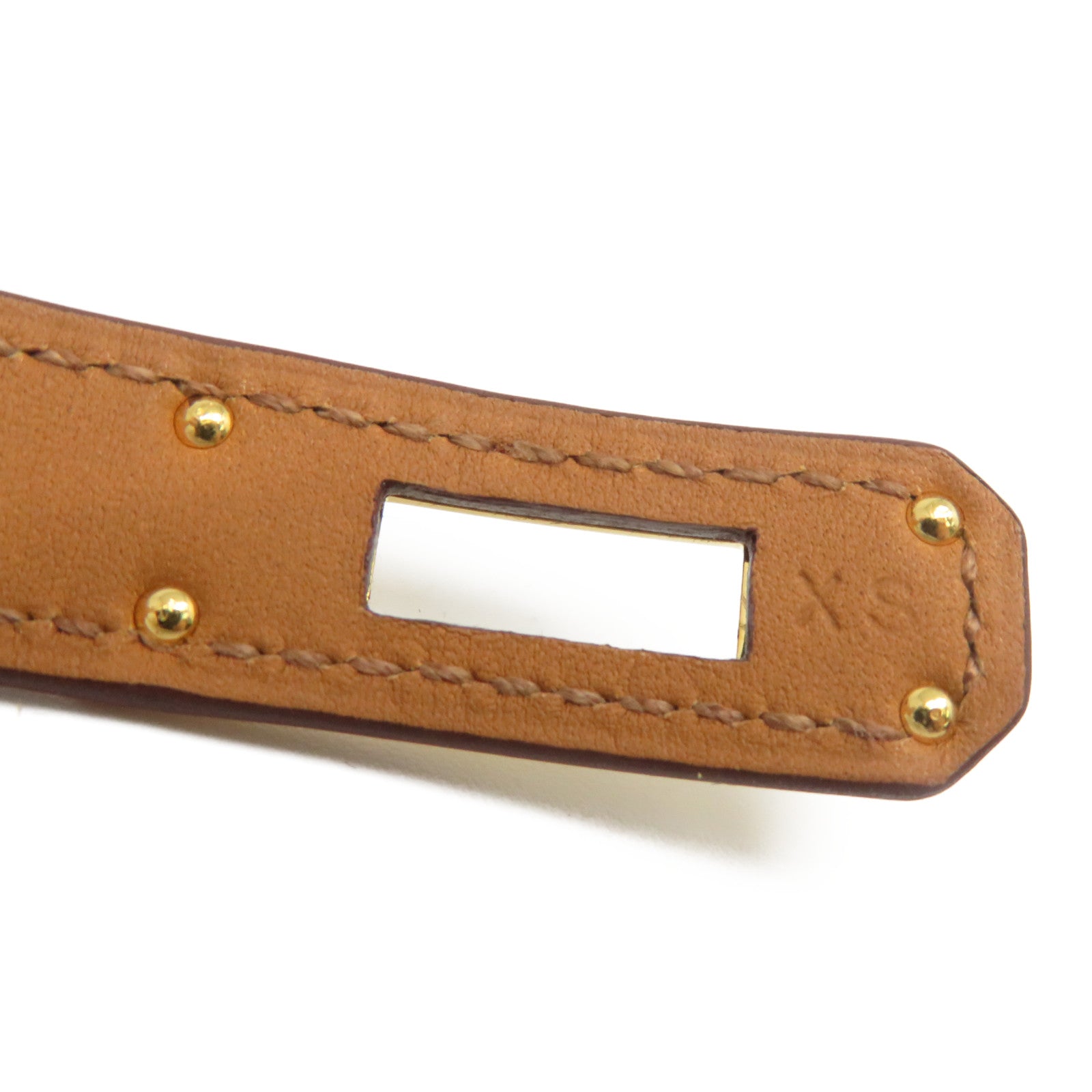 HERMES Epsom皮革Kelly Double Tour金扣手鐲橙色