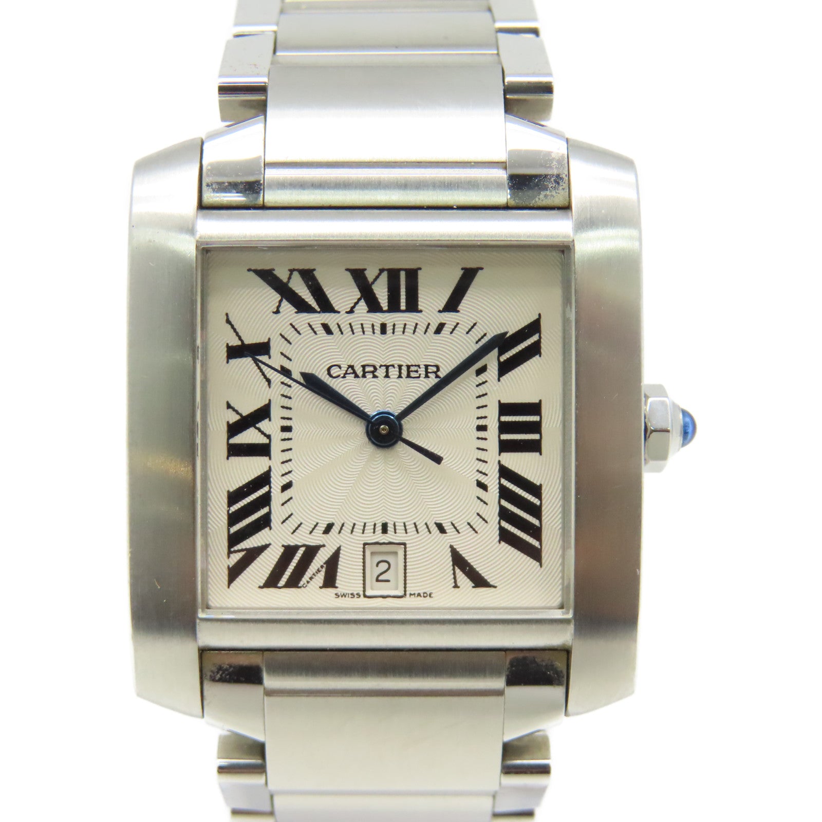 CARTIER Tank Francaise LM Watch不鏽鋼自動機芯手錶白色/銀色