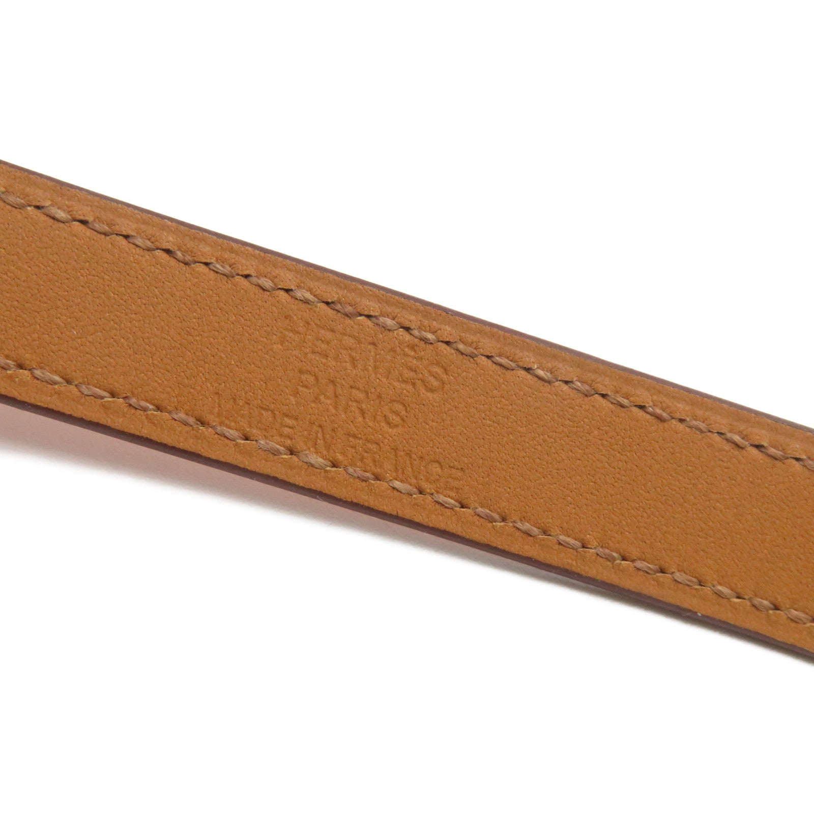 HERMES Epsom皮革Kelly Double Tour金扣手鐲橙色