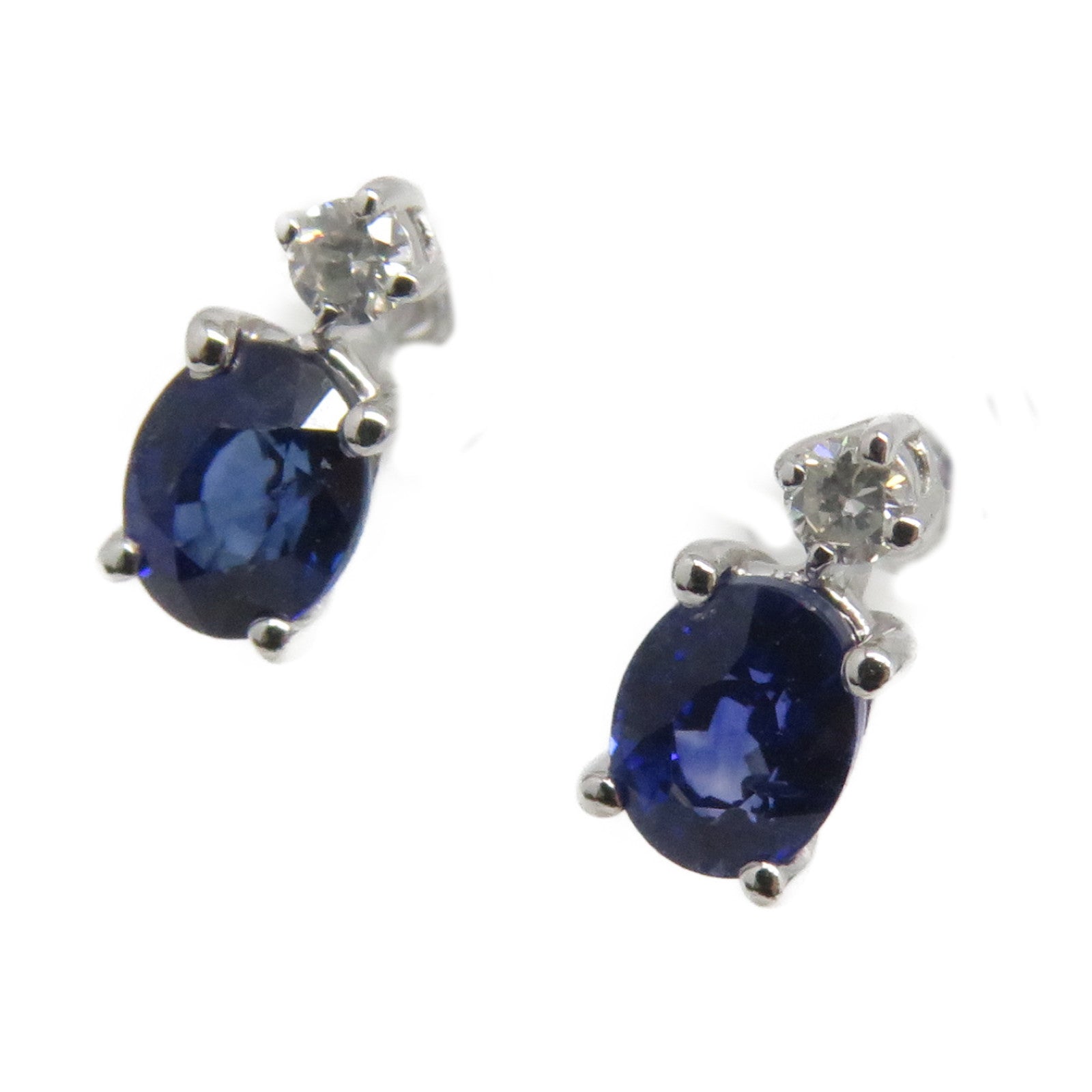 JEWELRY 18K白金Sapphire Earrings 0.760ct藍寶石/0.770ct鑽石耳環