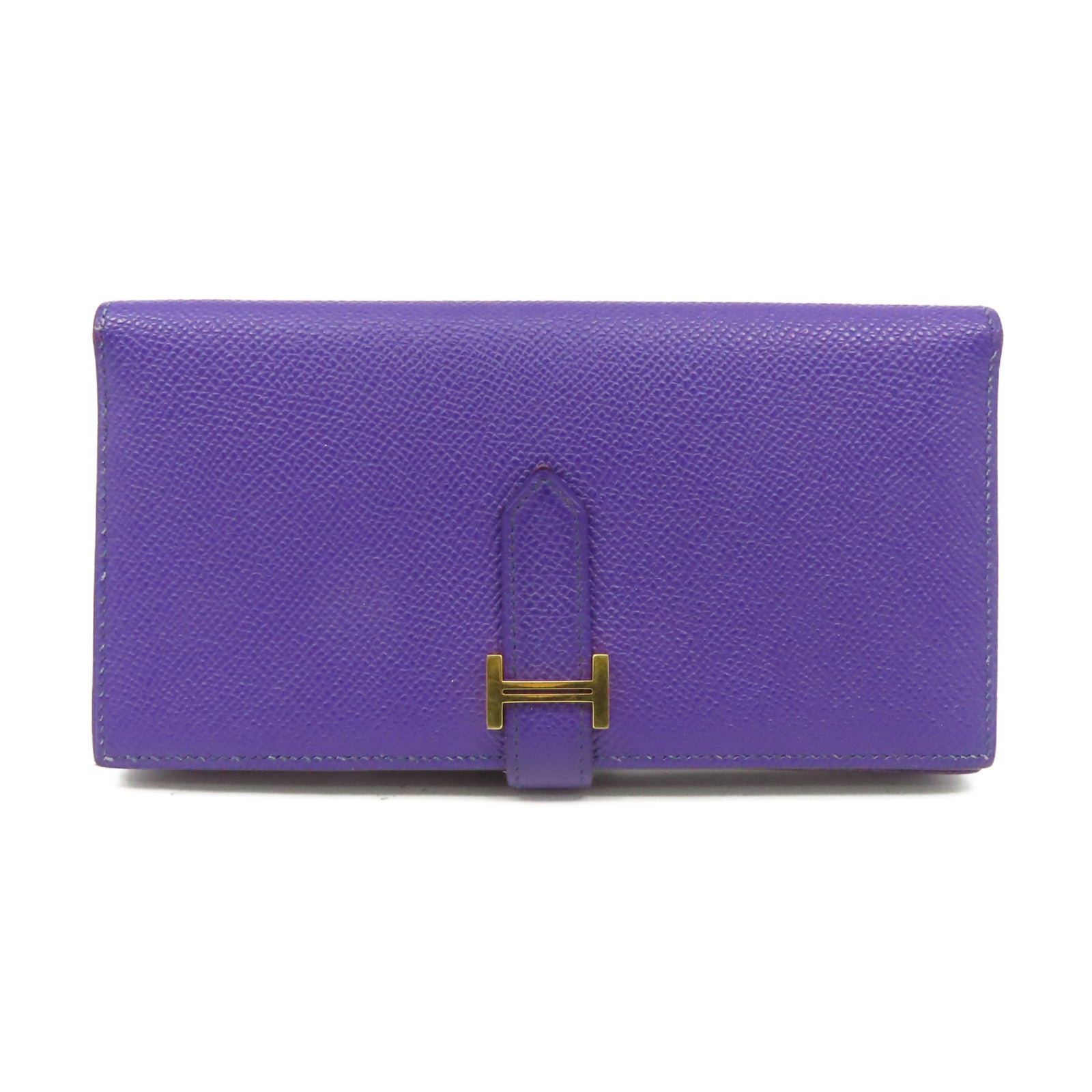 HERMES 【激減優惠】Epsom皮革Bearn Wallet金扣長錢包紫色
