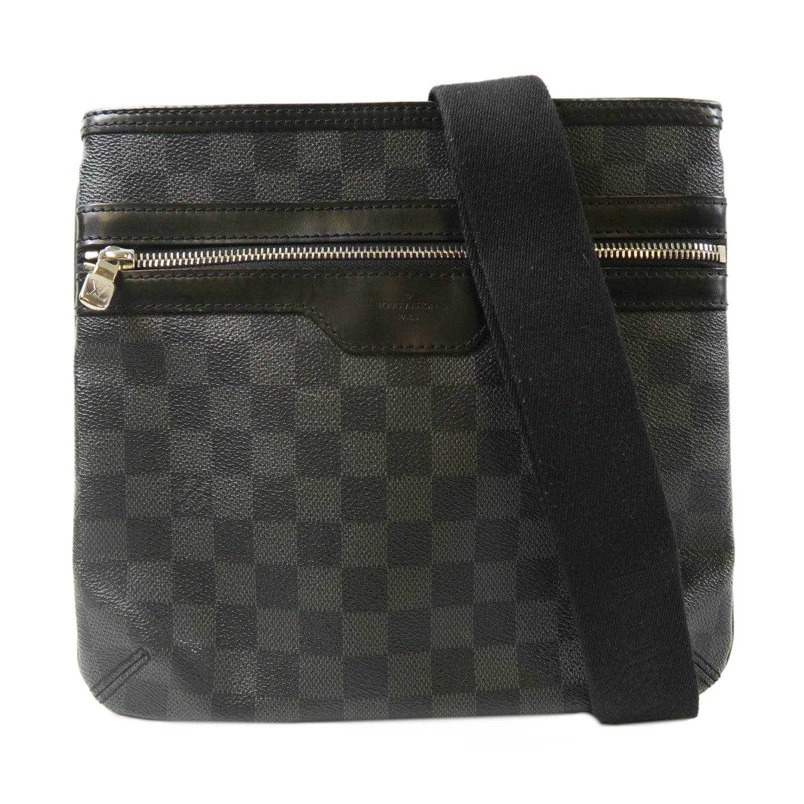 LOUIS VUITTON Damier Graphite Thomas銀扣肩背袋黑色
