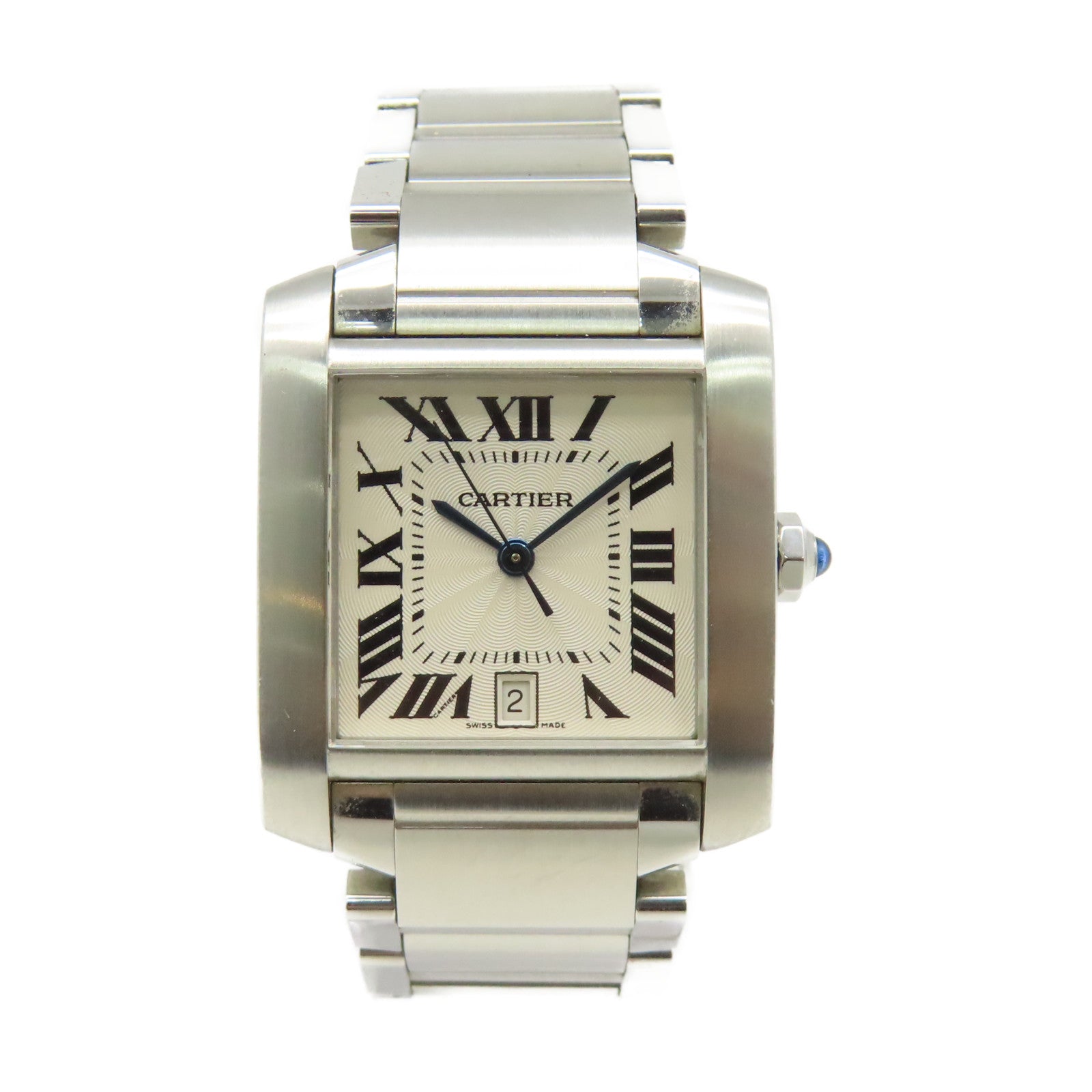 CARTIER Tank Francaise LM Watch不鏽鋼自動機芯手錶白色/銀色