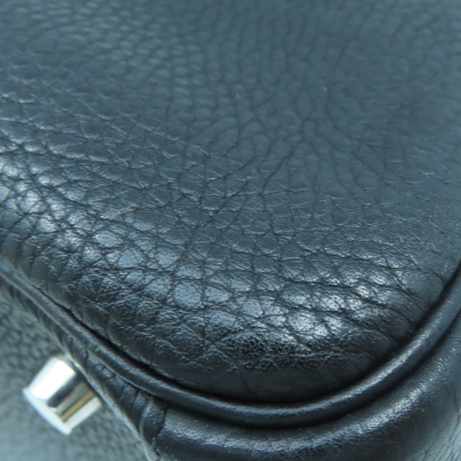 HERMES Clemence皮革Lindy 30銀扣手挽肩背兩用袋黑色