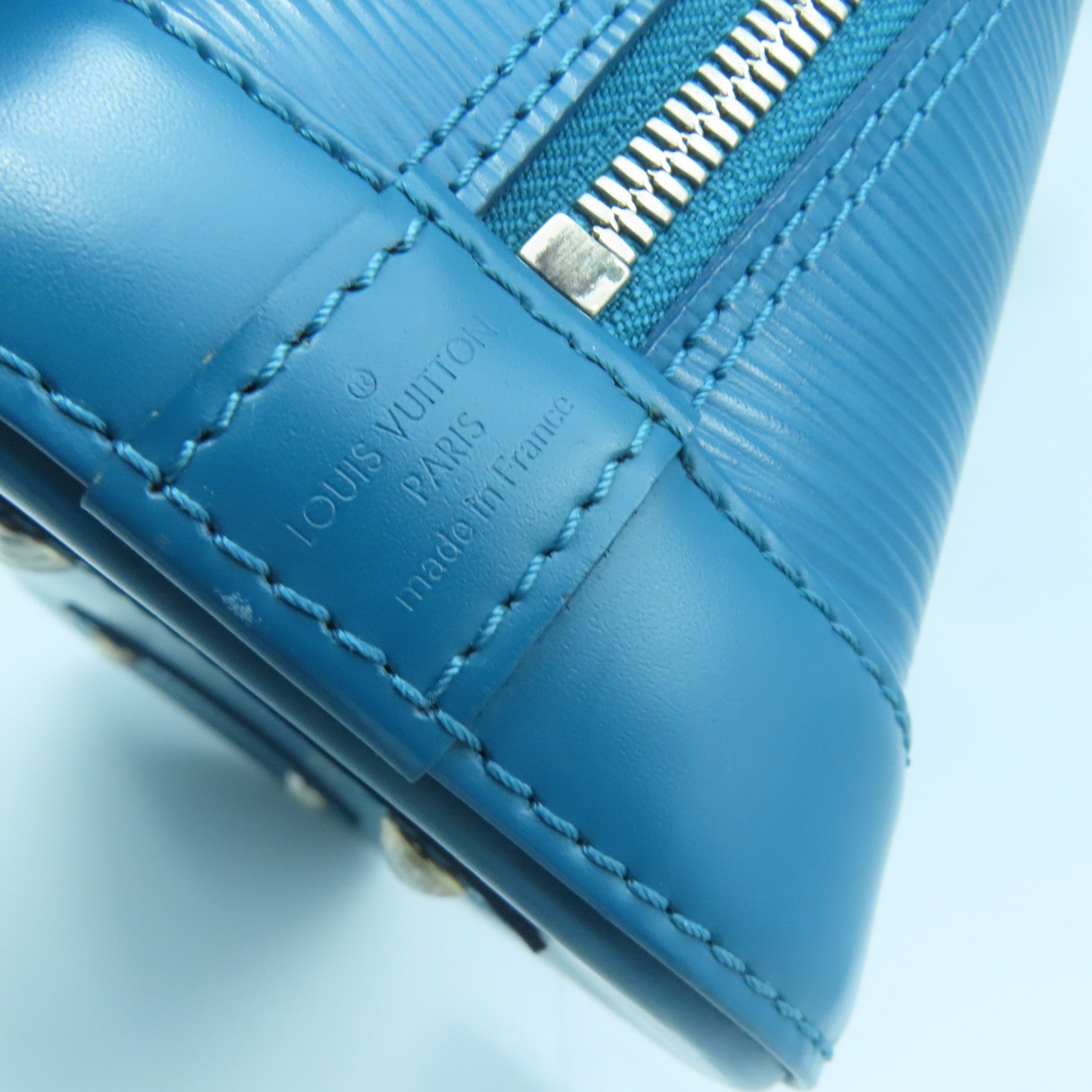 LOUIS VUITTON Epi Alma BB Silver Buckle Handle Shoulder Backpack Blue