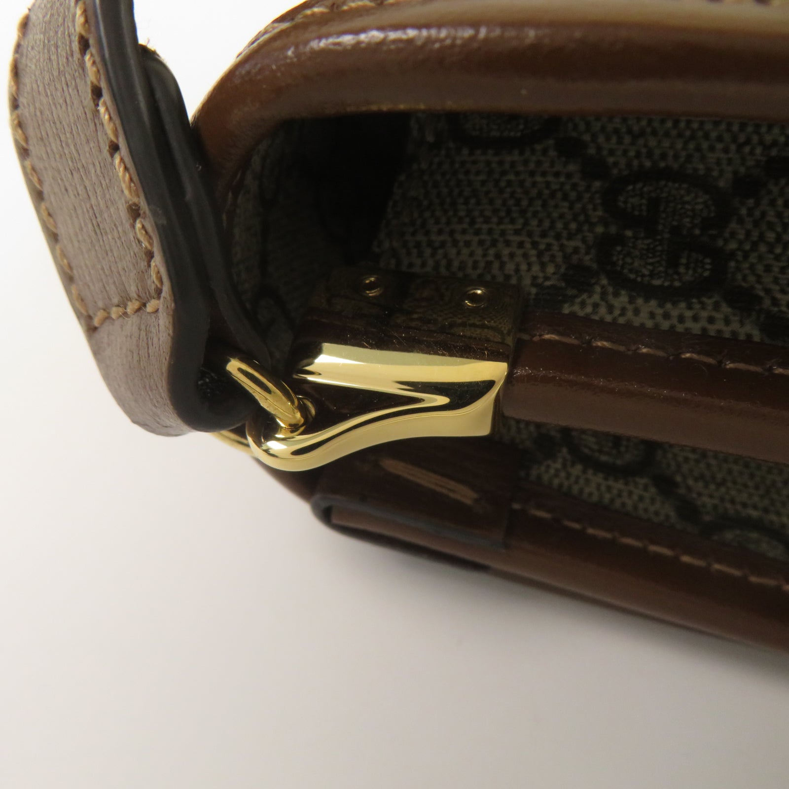 GUCCI 塗層帆布Shoulder Bag金扣肩背袋啡色