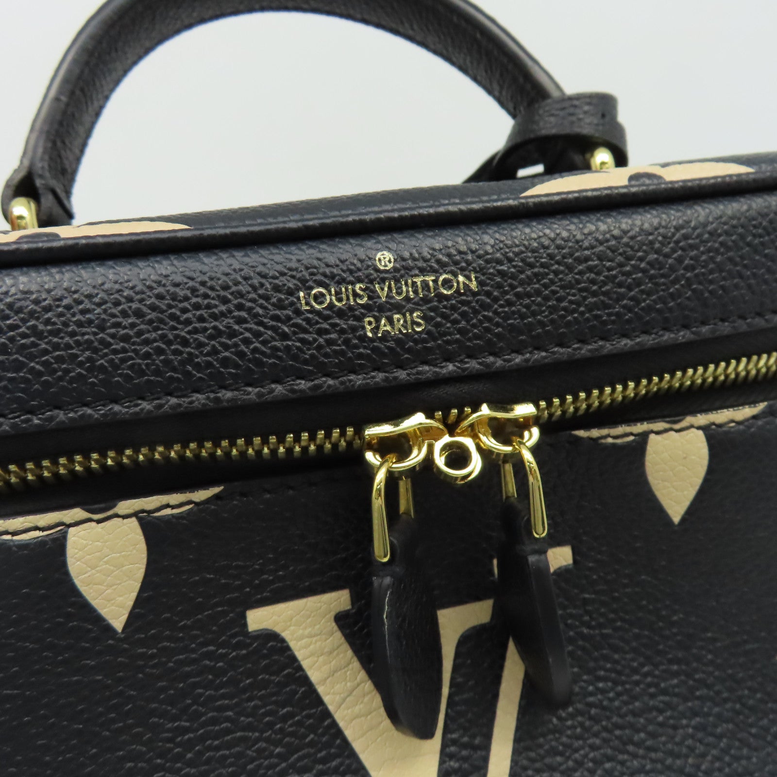LOUIS VUITTON Monogram Empreinte Vanity PM金扣手挽肩背兩用袋黑色/米色