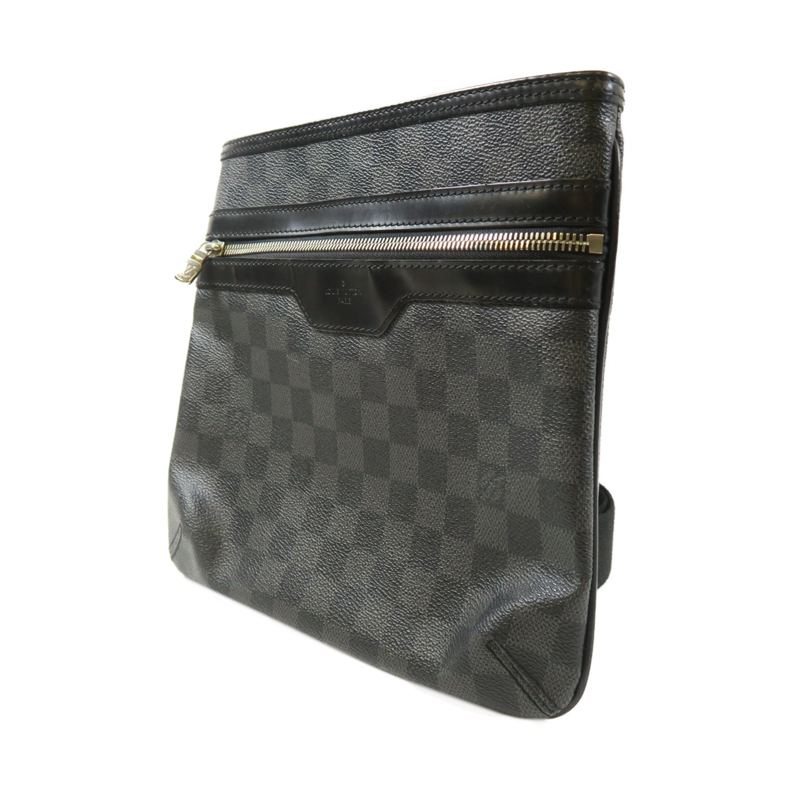 LOUIS VUITTON Damier Graphite Thomas銀扣肩背袋黑色