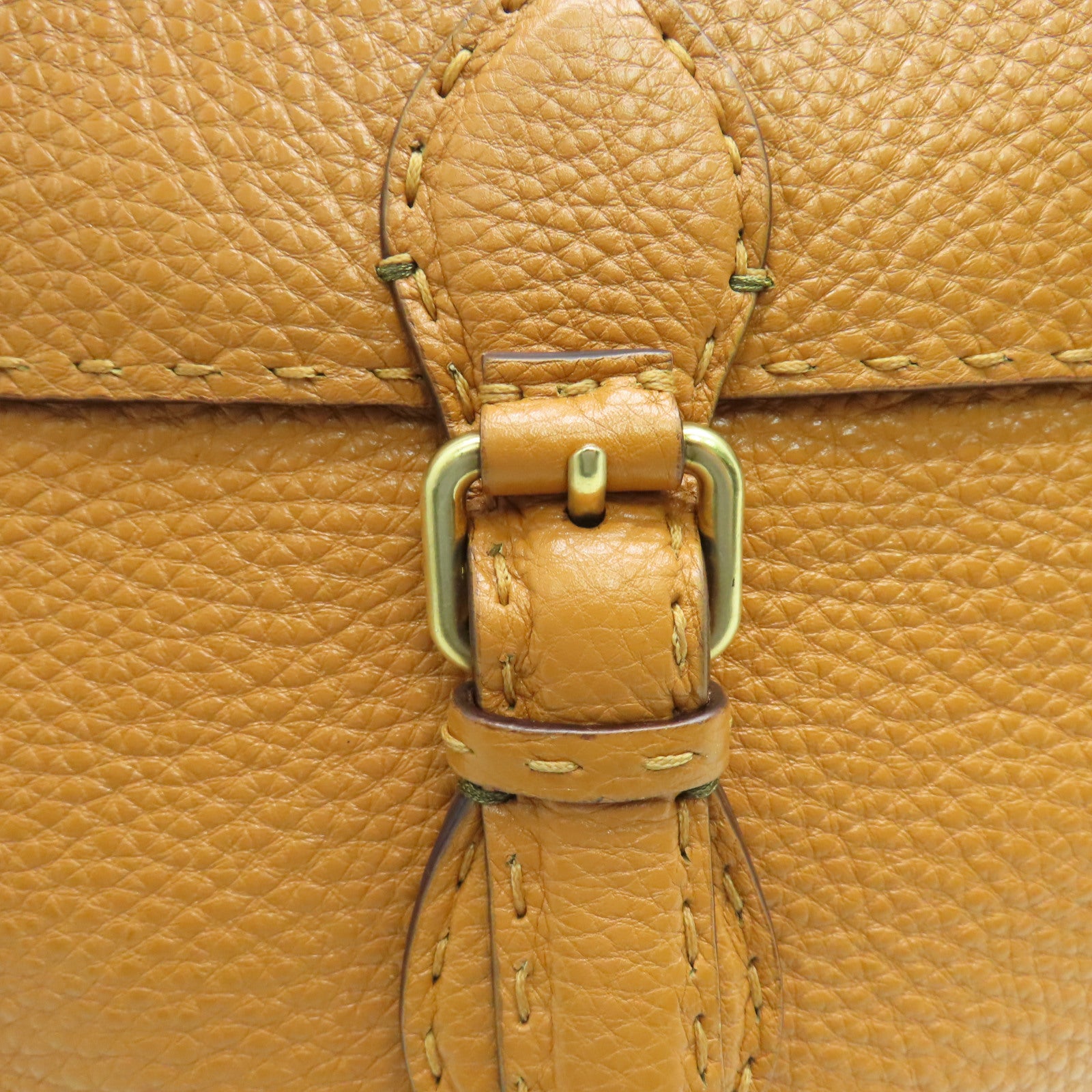 FENDI 【激減優惠】牛皮皮革Selleria Linda金扣肩背袋橙色