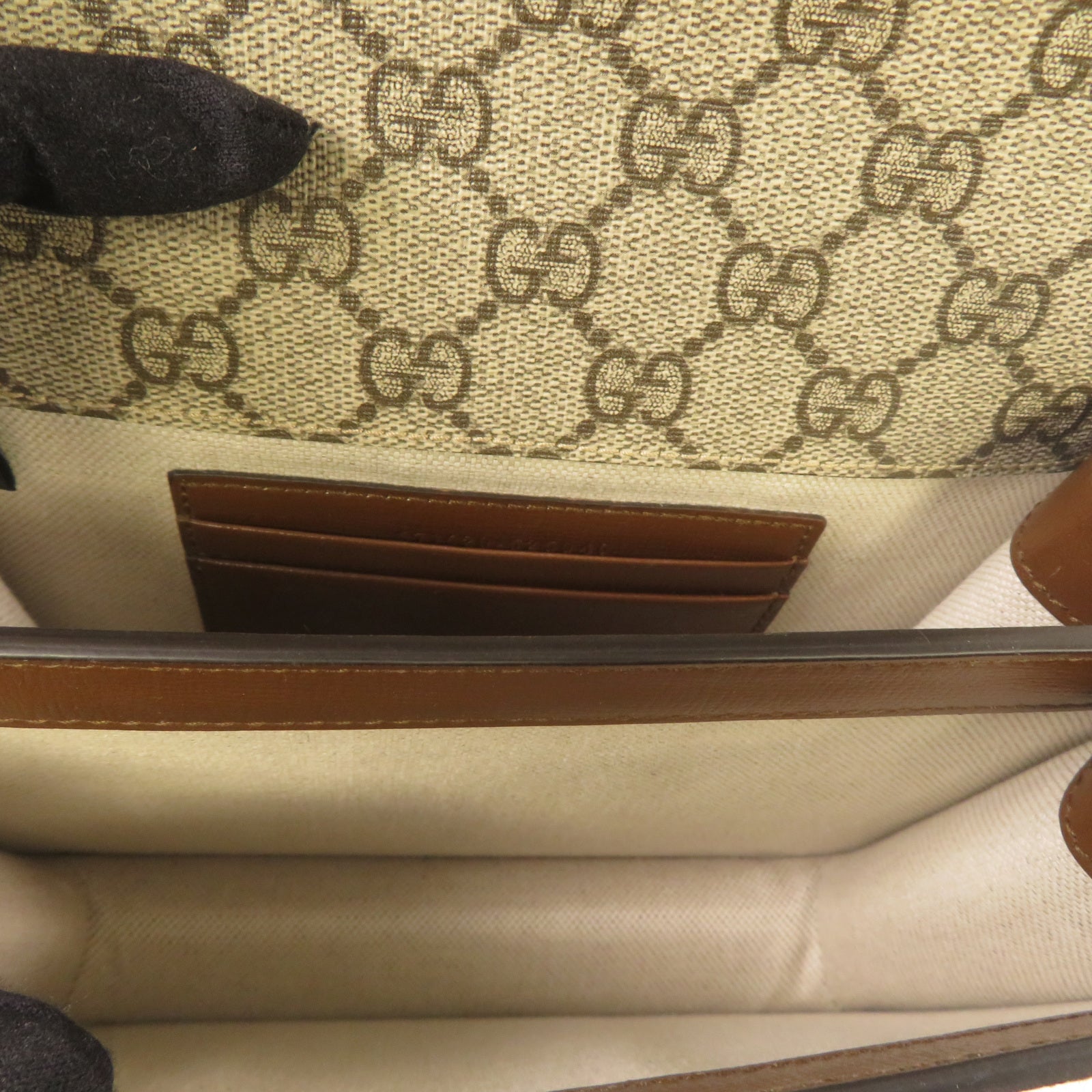 GUCCI 塗層帆布Shoulder Bag金扣肩背袋啡色