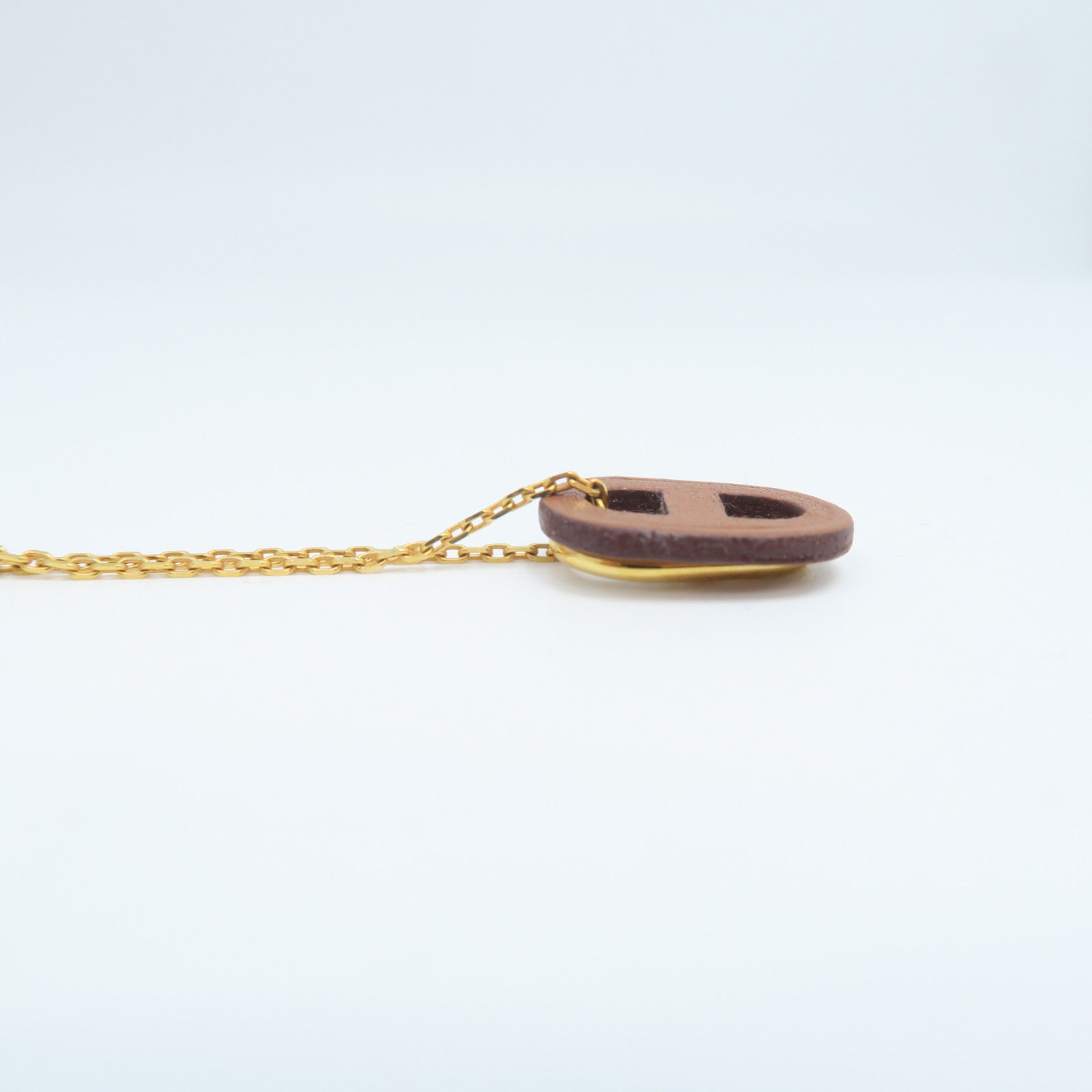 HERMES Veau Swift皮革/金属O'maillon Pendant坠饰金色/棕色