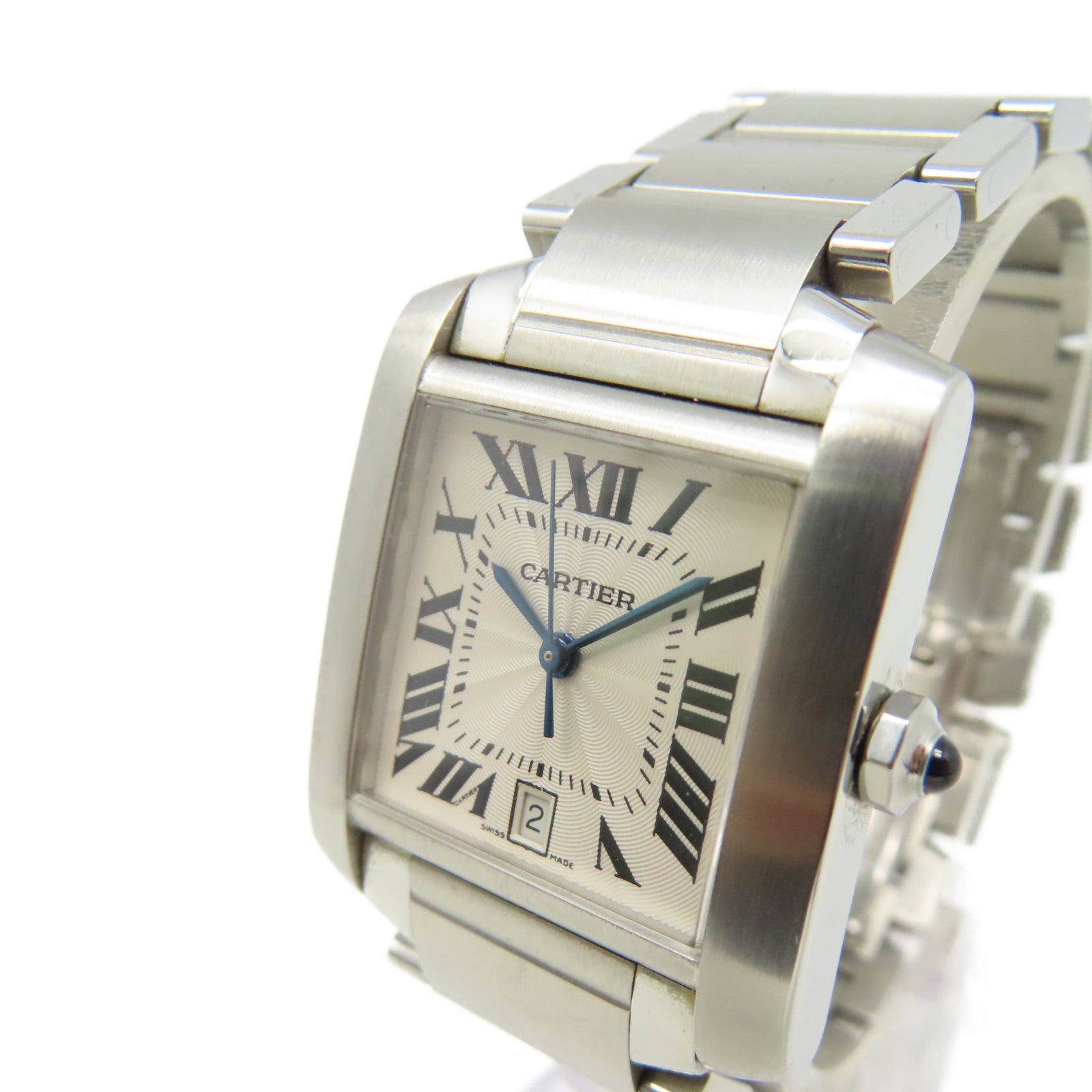 CARTIER Tank Francaise LM Watch不鏽鋼自動機芯手錶白色/銀色
