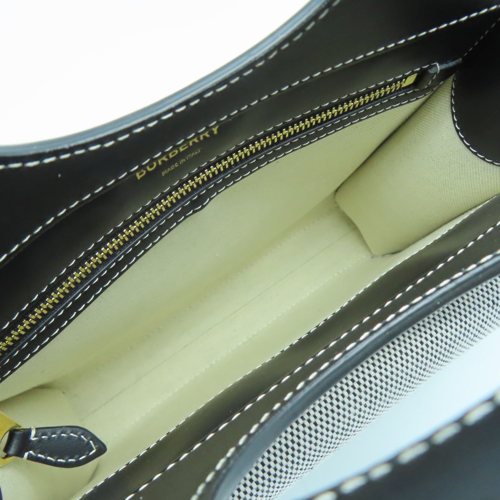 BURBERRY 牛皮皮革/帆布Mini Tri-Tone Pocket金扣手挽肩背兩用袋灰色黑色