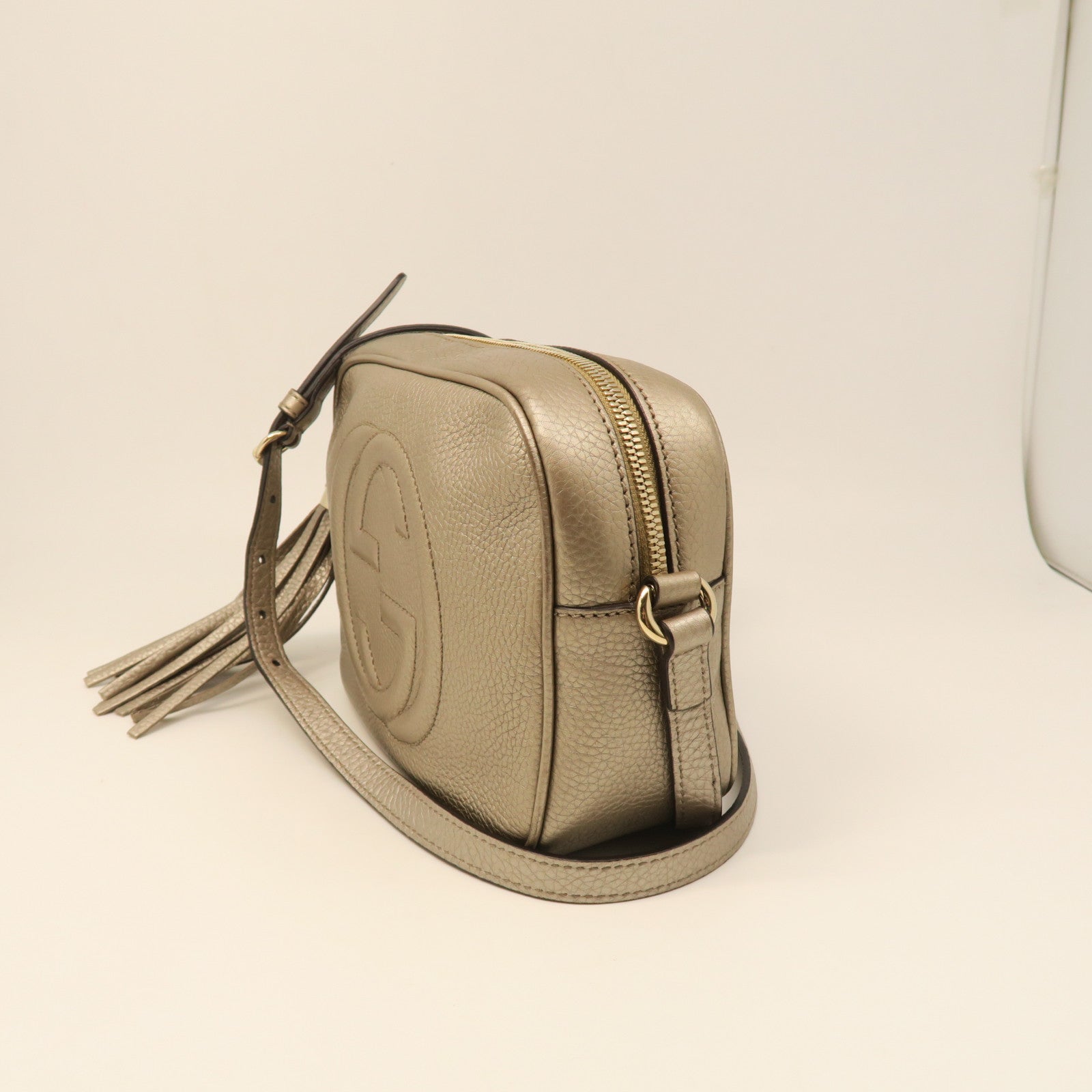 GUCCI 牛皮皮革Shoulder Bag金扣肩背袋金色