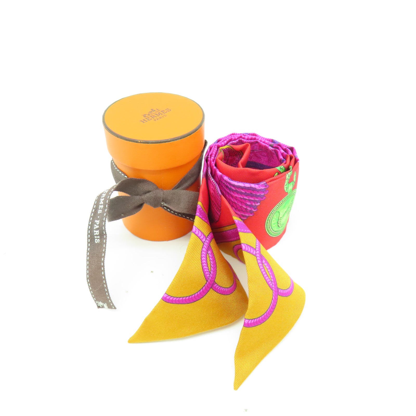 HERMES 【激減優惠】絲質Twilly絲巾紅色/桃紅色
