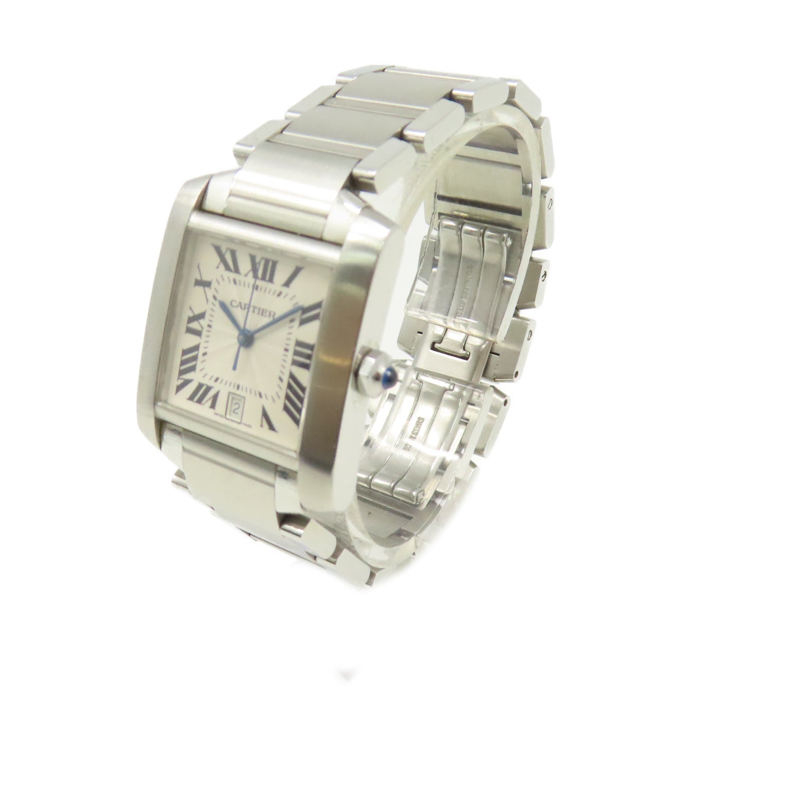 CARTIER Tank Francaise LM Watch不鏽鋼自動機芯手錶白色/銀色