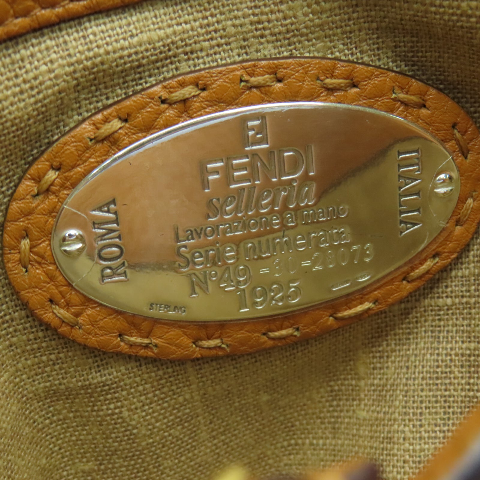 FENDI 【激減優惠】牛皮皮革Selleria Linda金扣肩背袋橙色