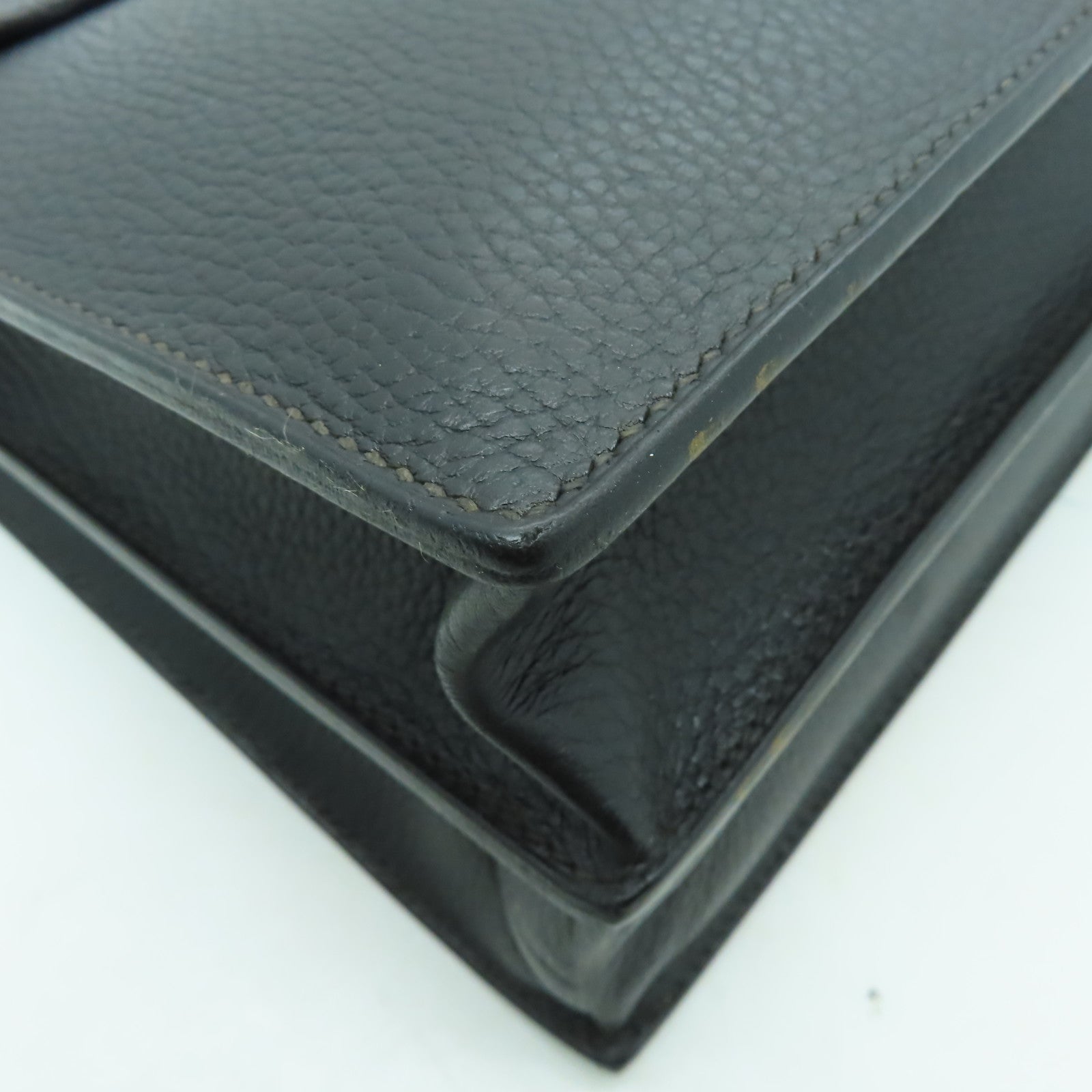 HERMES 牛皮皮革Sac A Depeches金扣手挽袋黑色