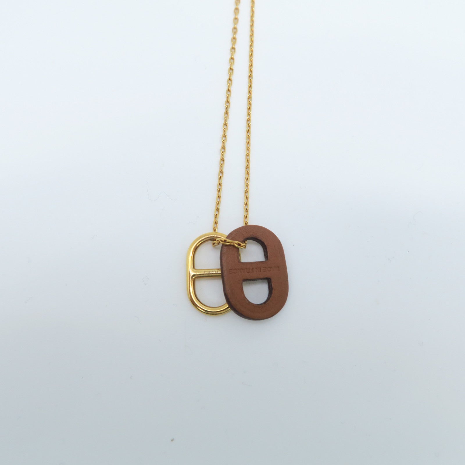 HERMES Veau Swift皮革/金属O'maillon Pendant坠饰金色/棕色