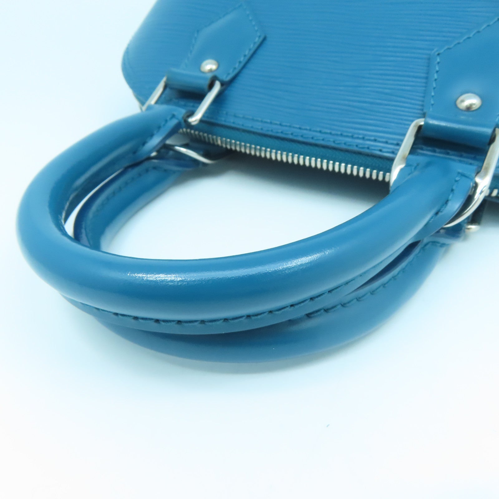 LOUIS VUITTON Epi Alma BB Silver Buckle Handle Shoulder Backpack Blue