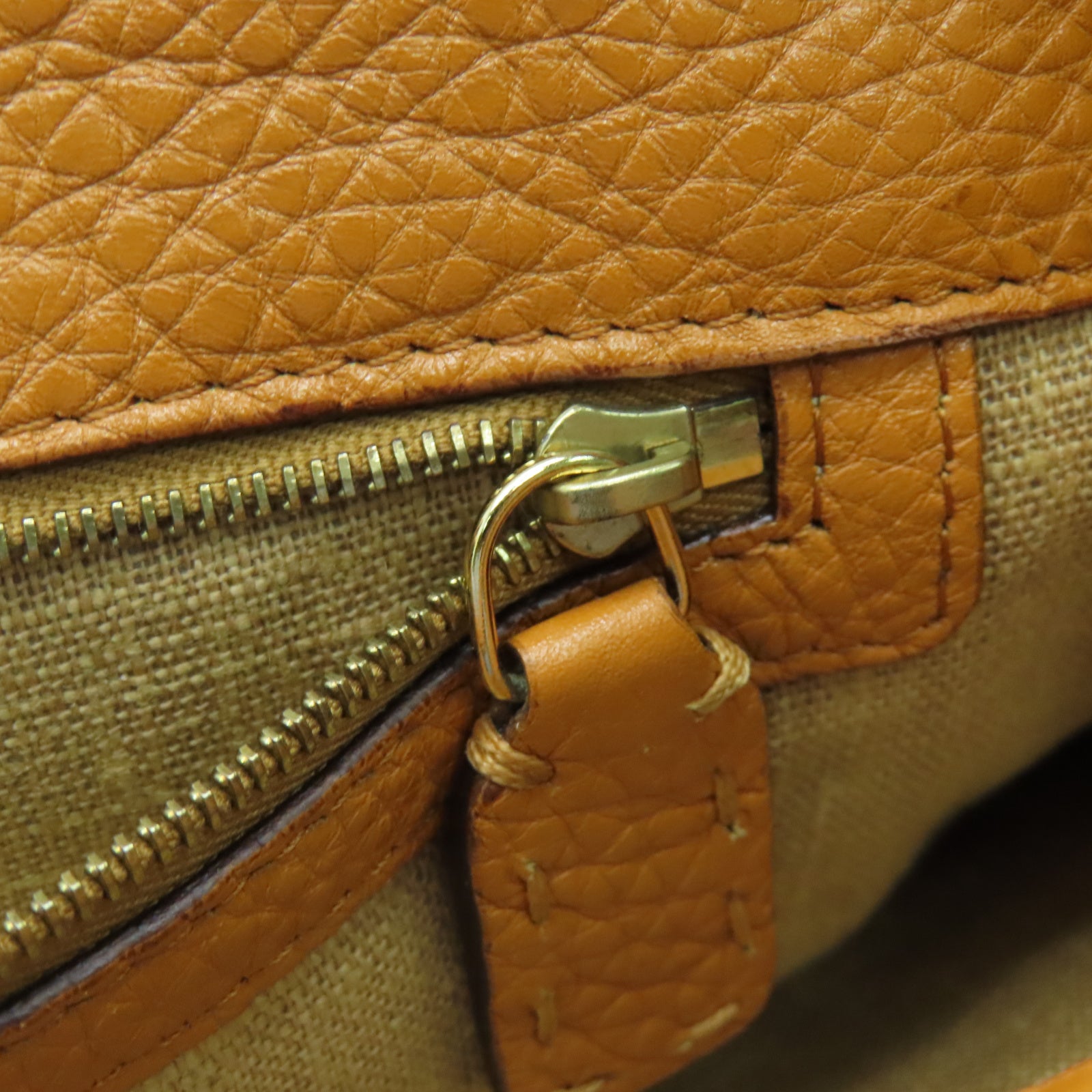 FENDI 【激減優惠】牛皮皮革Selleria Linda金扣肩背袋橙色