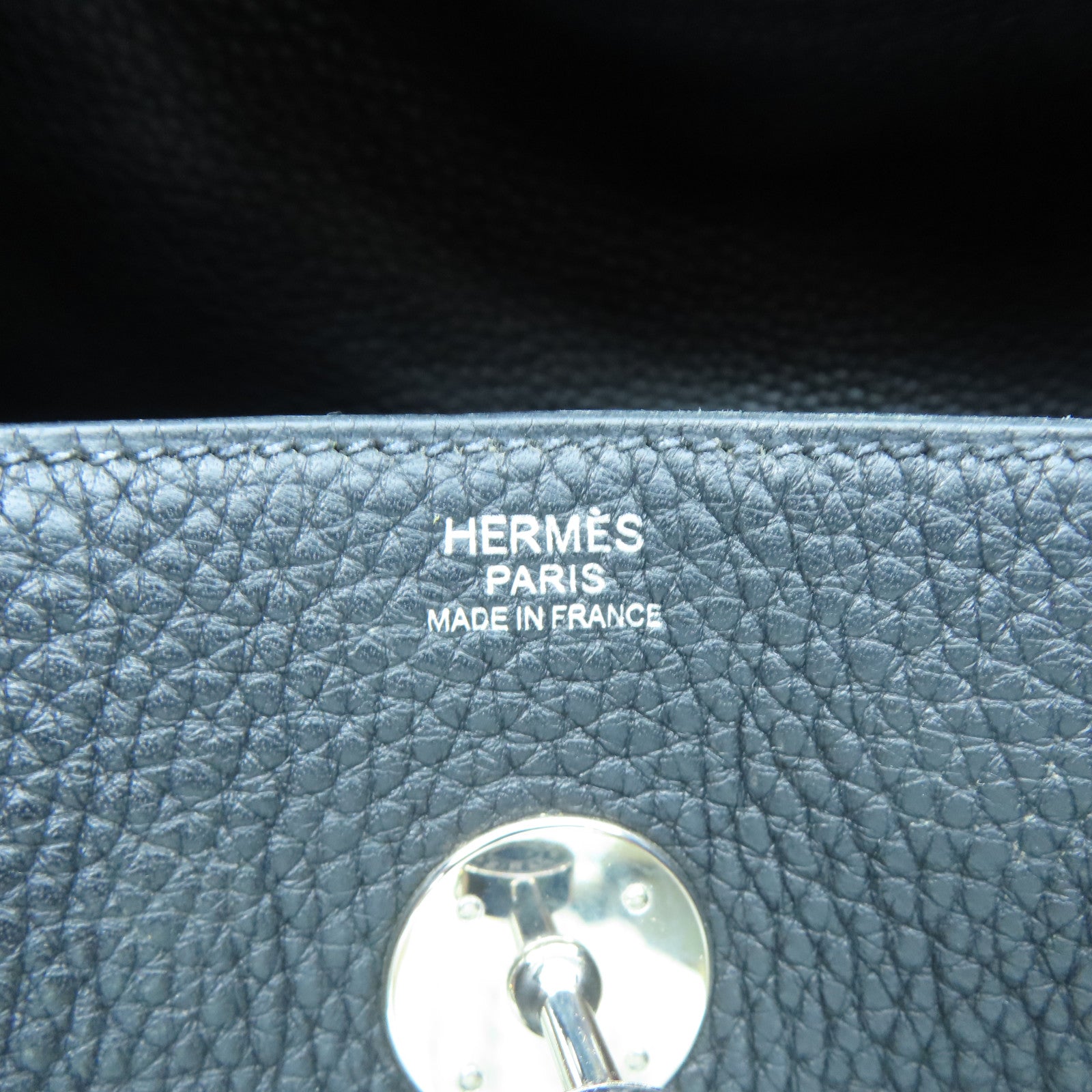 HERMES Clemence皮革Lindy 30銀扣手挽肩背兩用袋黑色