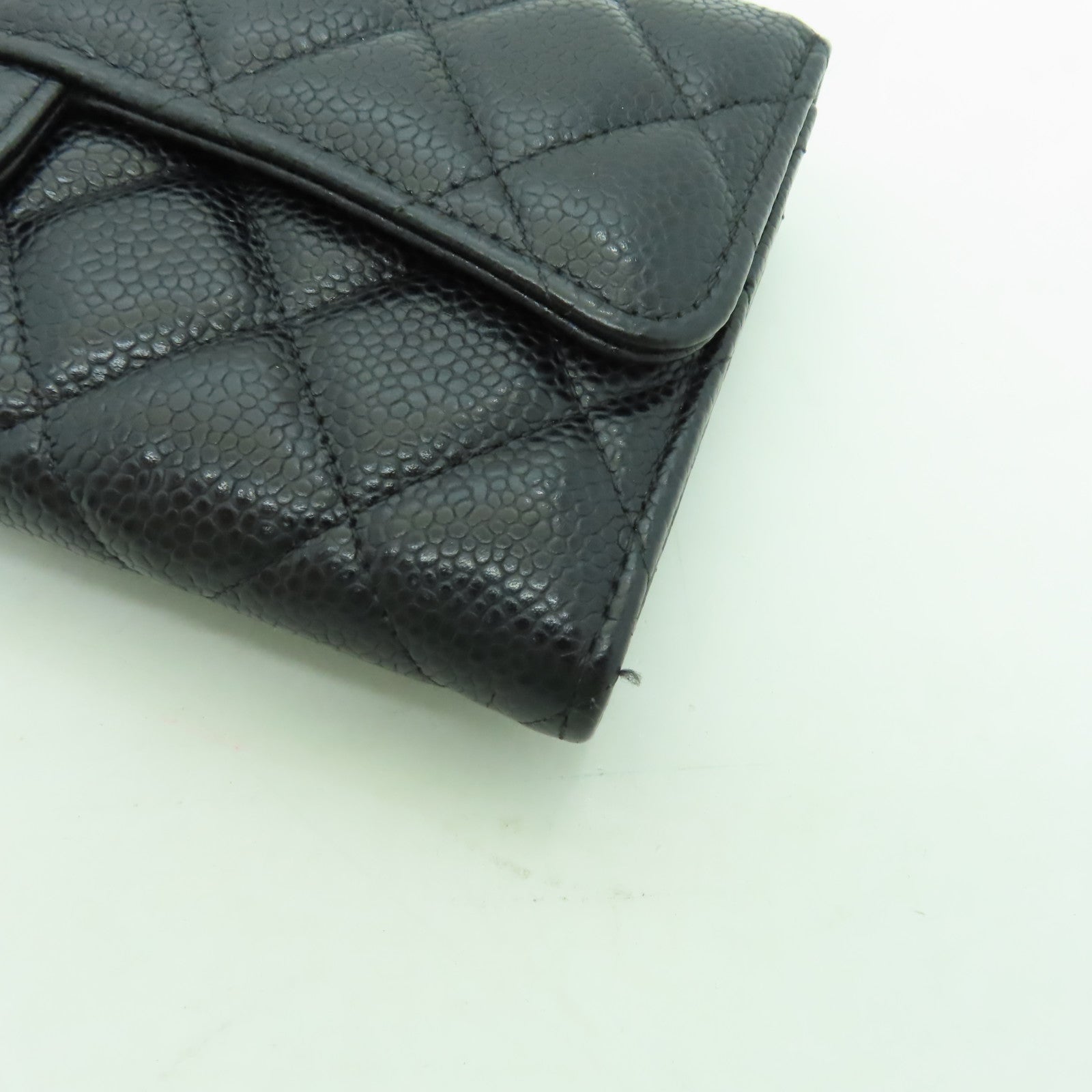 CHANEL Caviar皮革Long Wallet金扣長錢包黑色
