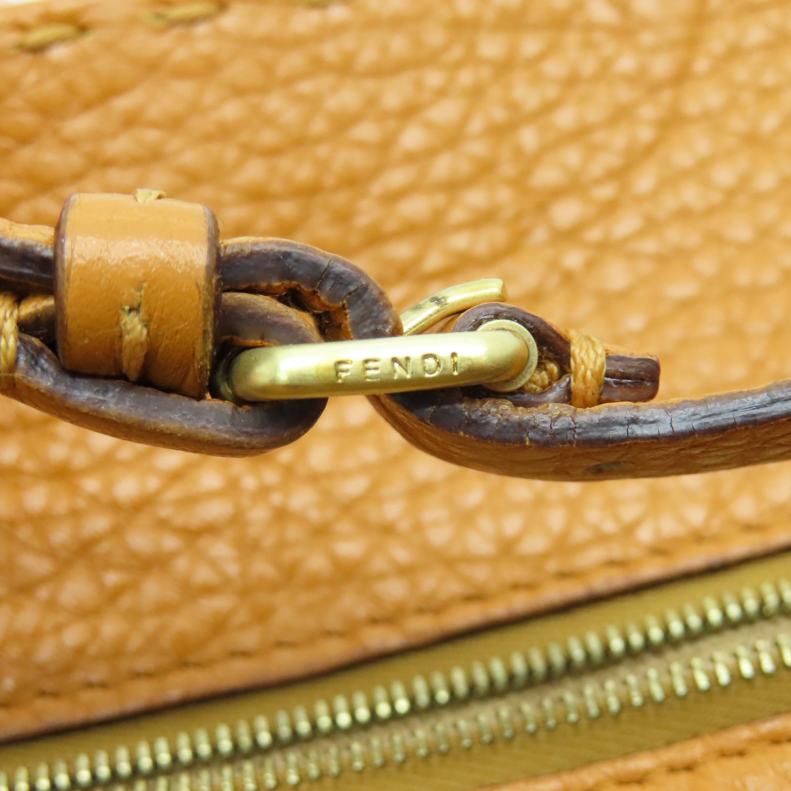 FENDI 【激減優惠】牛皮皮革Selleria Linda金扣肩背袋橙色