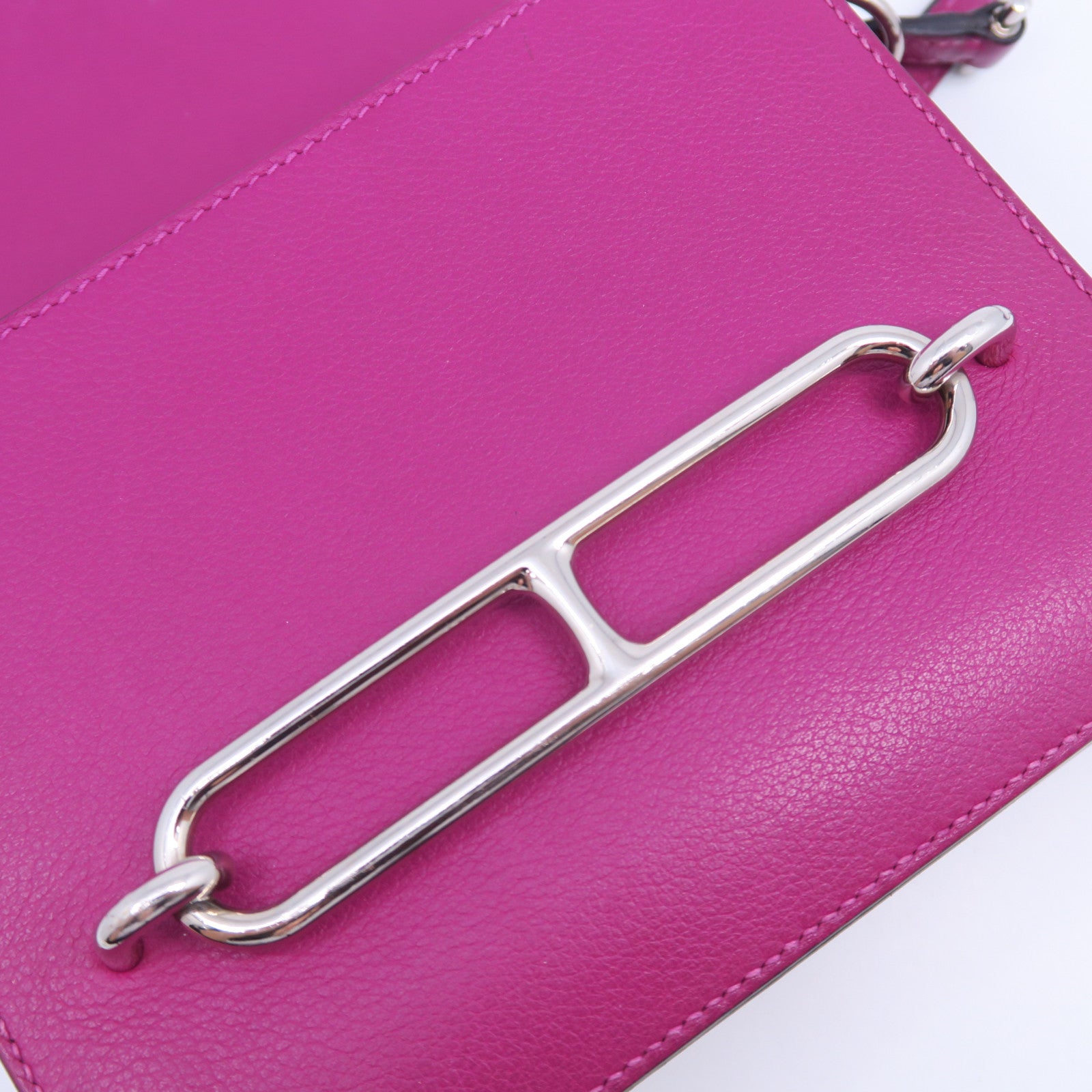 HERMES Evercolor皮革Mini Roulis銀扣肩背袋紫色