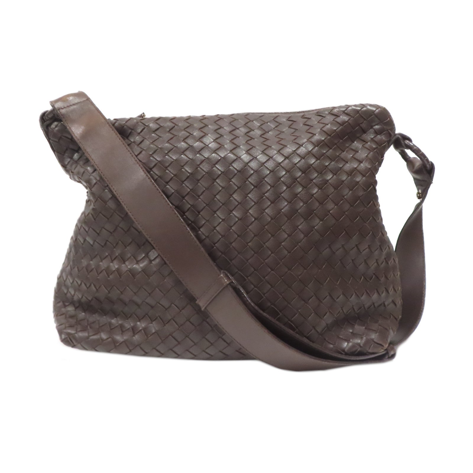 BOTTEGA VENETA 織紋皮革Shoulder Bag金扣肩背袋啡色
