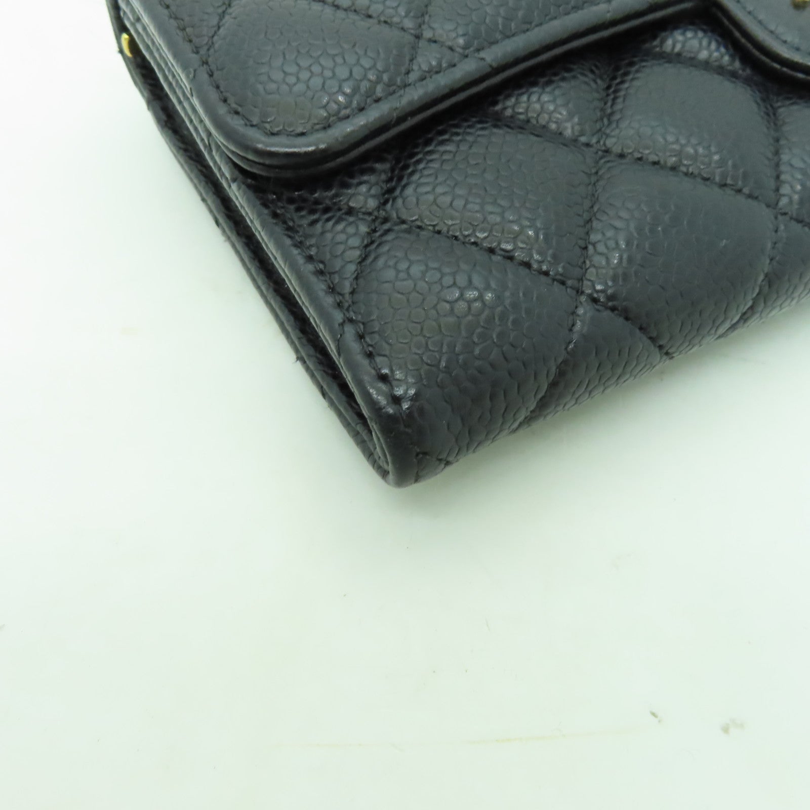 CHANEL Caviar皮革Long Wallet金扣長錢包黑色