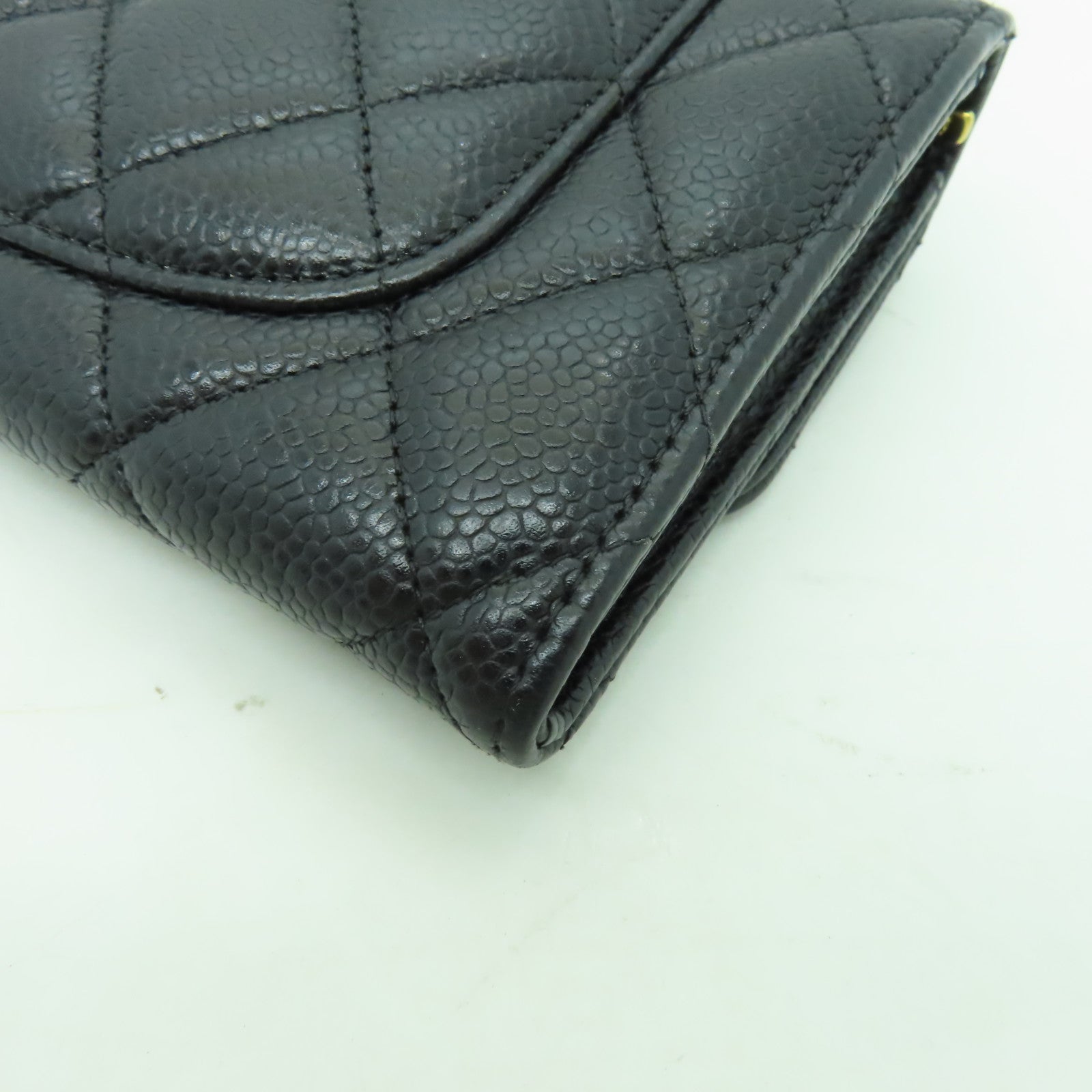 CHANEL Caviar皮革Long Wallet金扣長錢包黑色