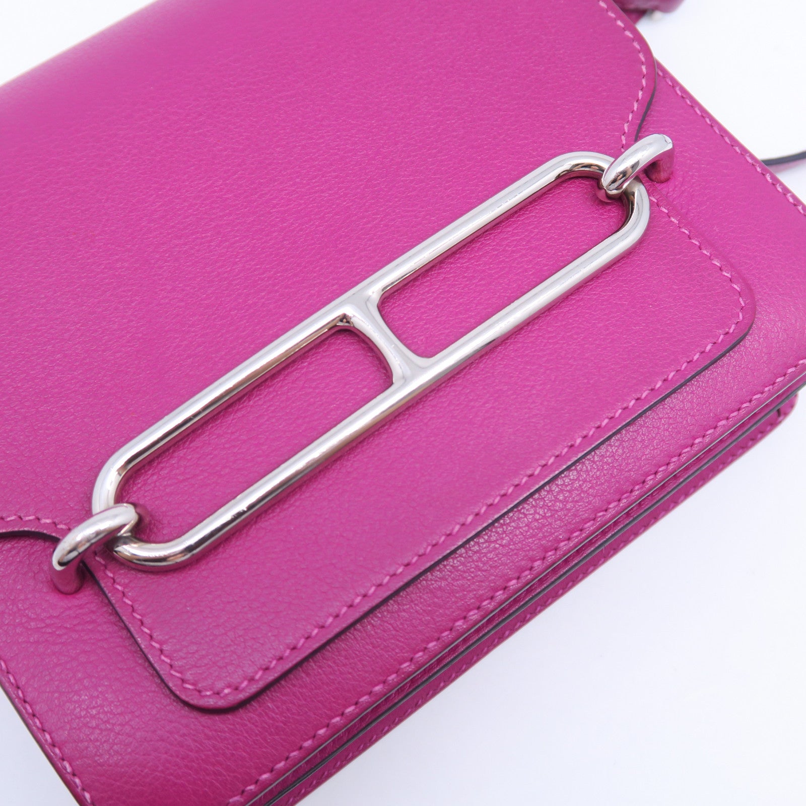 HERMES Evercolor皮革Mini Roulis銀扣肩背袋紫色