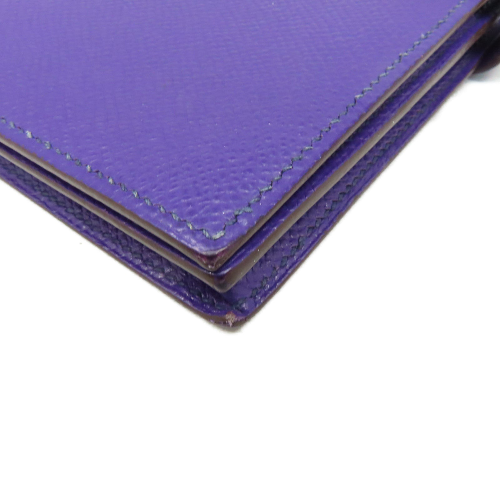 HERMES 【激減優惠】Epsom皮革Bearn Wallet金扣長錢包紫色