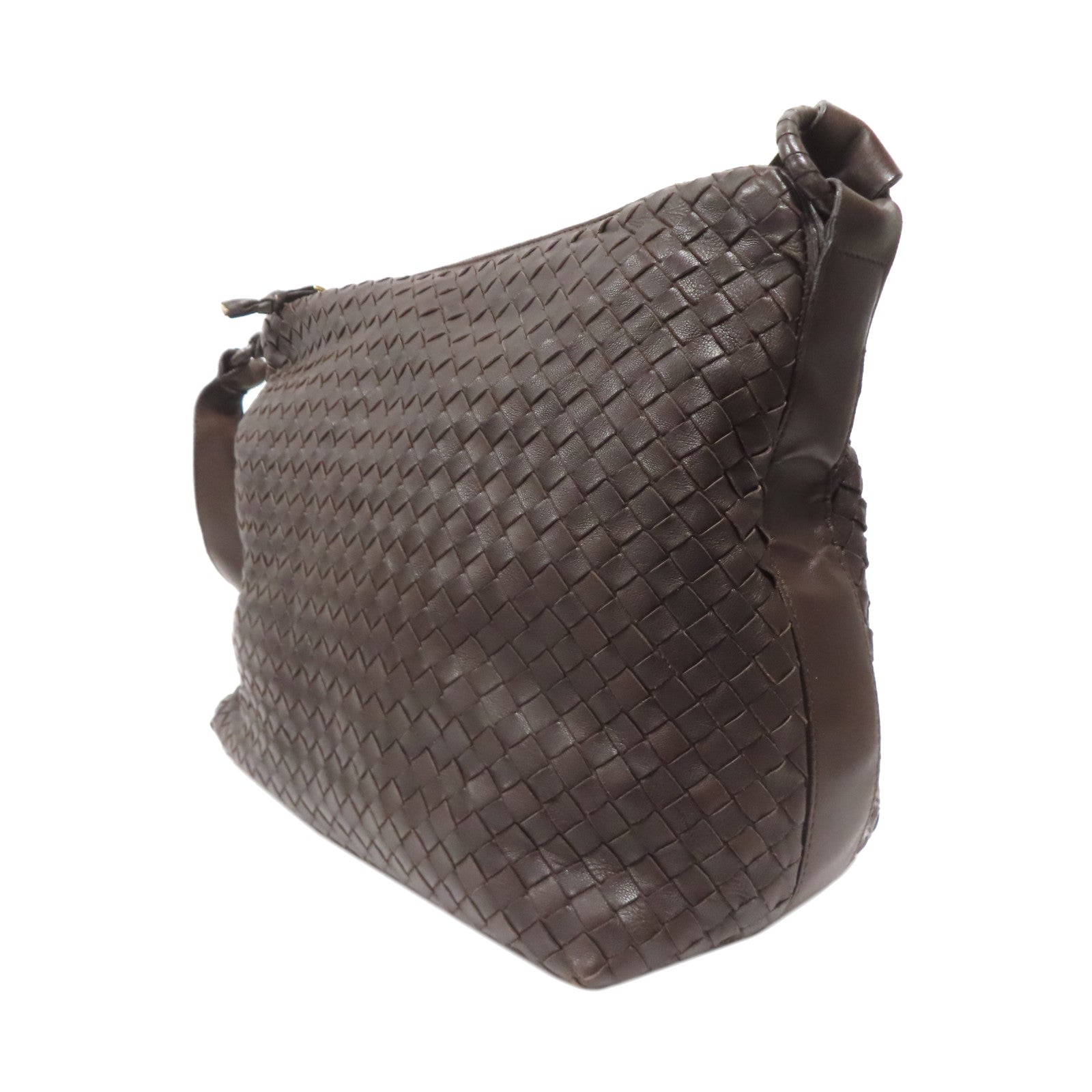 BOTTEGA VENETA 織紋皮革Shoulder Bag金扣肩背袋啡色